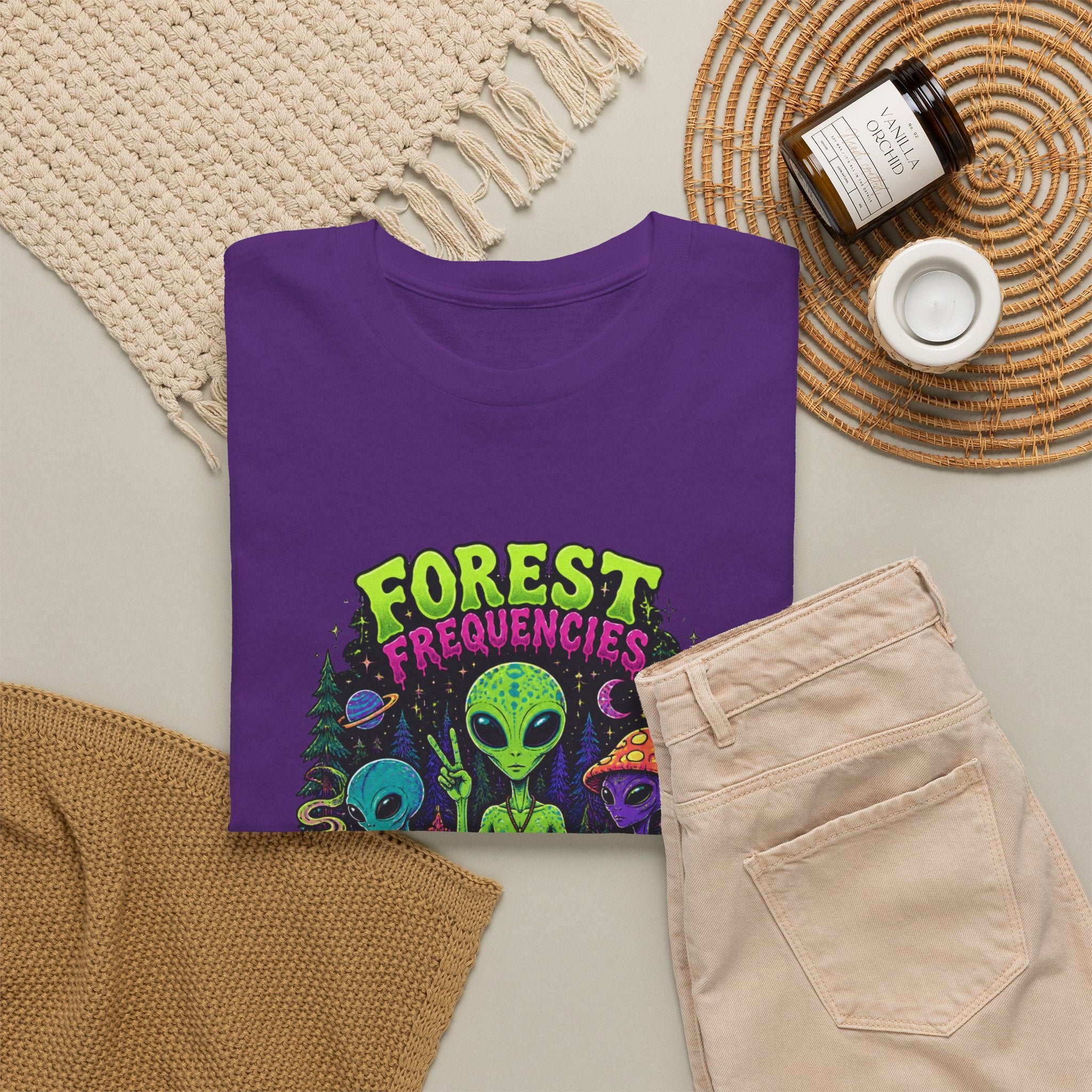 Forest Frequencies Alien T-Shirt — Psychedelic Mushroom Meditation Tee