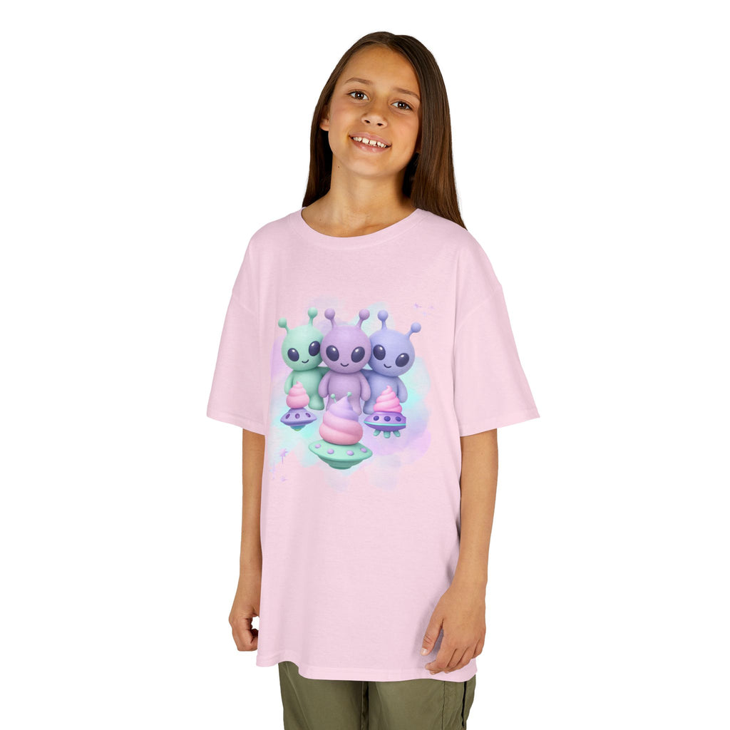 Cotton Candy UFO's Kids Alien Friends T‑Shirt — Cute Pastel UFO & Little Aliens Tee