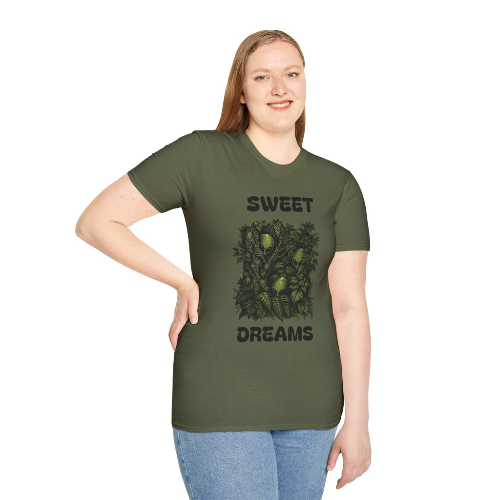 Sweet Dreams T-Shirt — Olive Alien Forest Graphic Tee