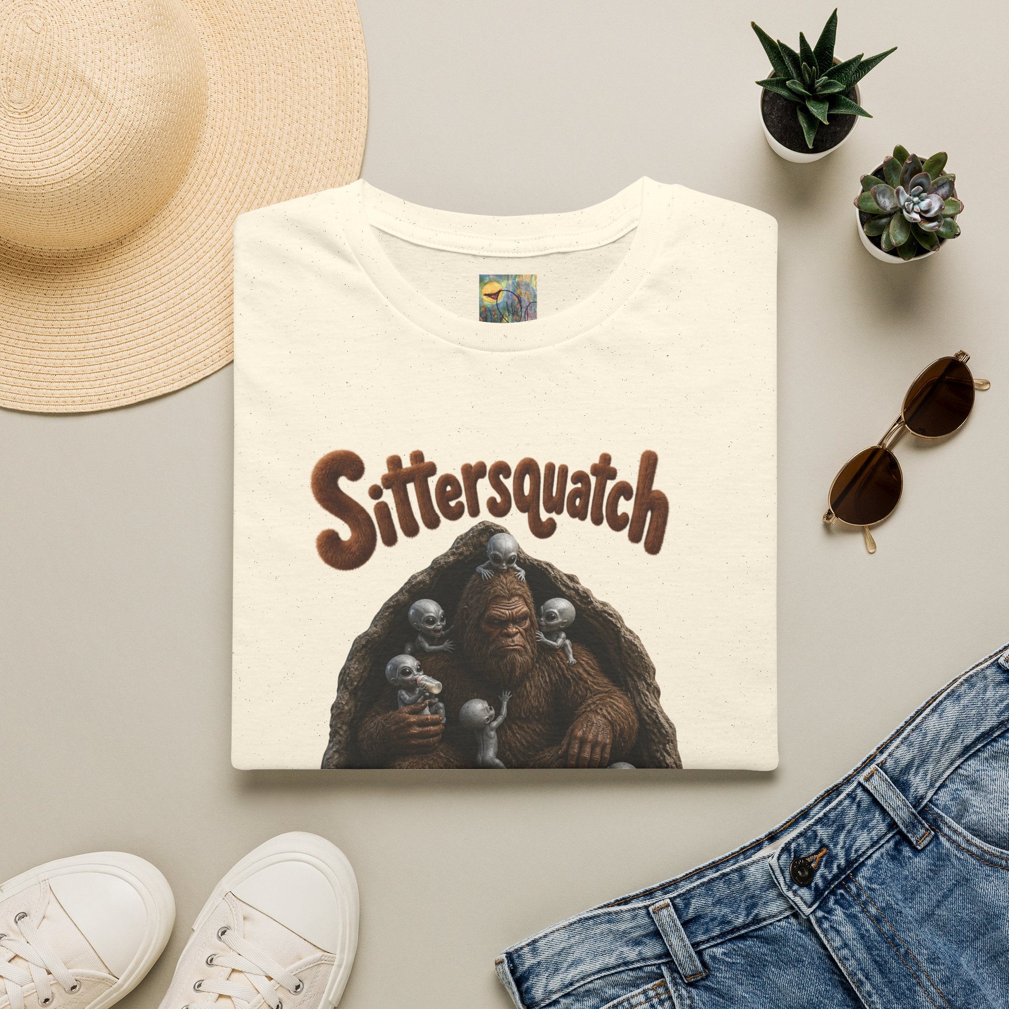 Sittersquatch T-Shirt — Retro Bigfoot Mom & Baby Graphic Tee