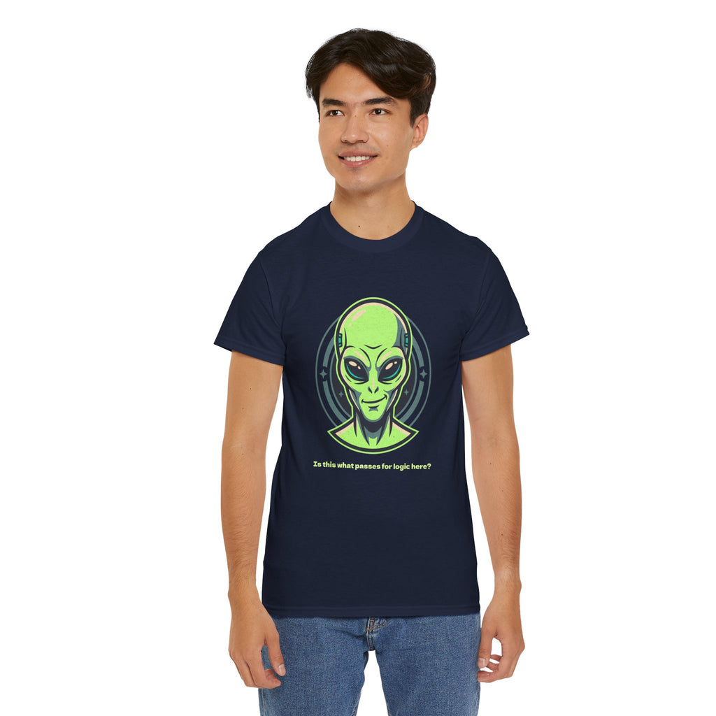 Alien Head T-Shirt — "So this is what passes for logic here?" Sci‑Fi Graphic Tee