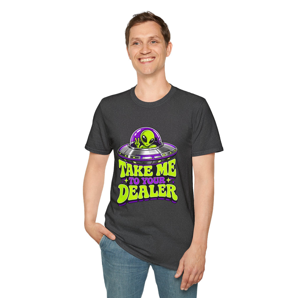 Alien UFO T‑Shirt — "Take Me to Your Dealer" Graphic Tee