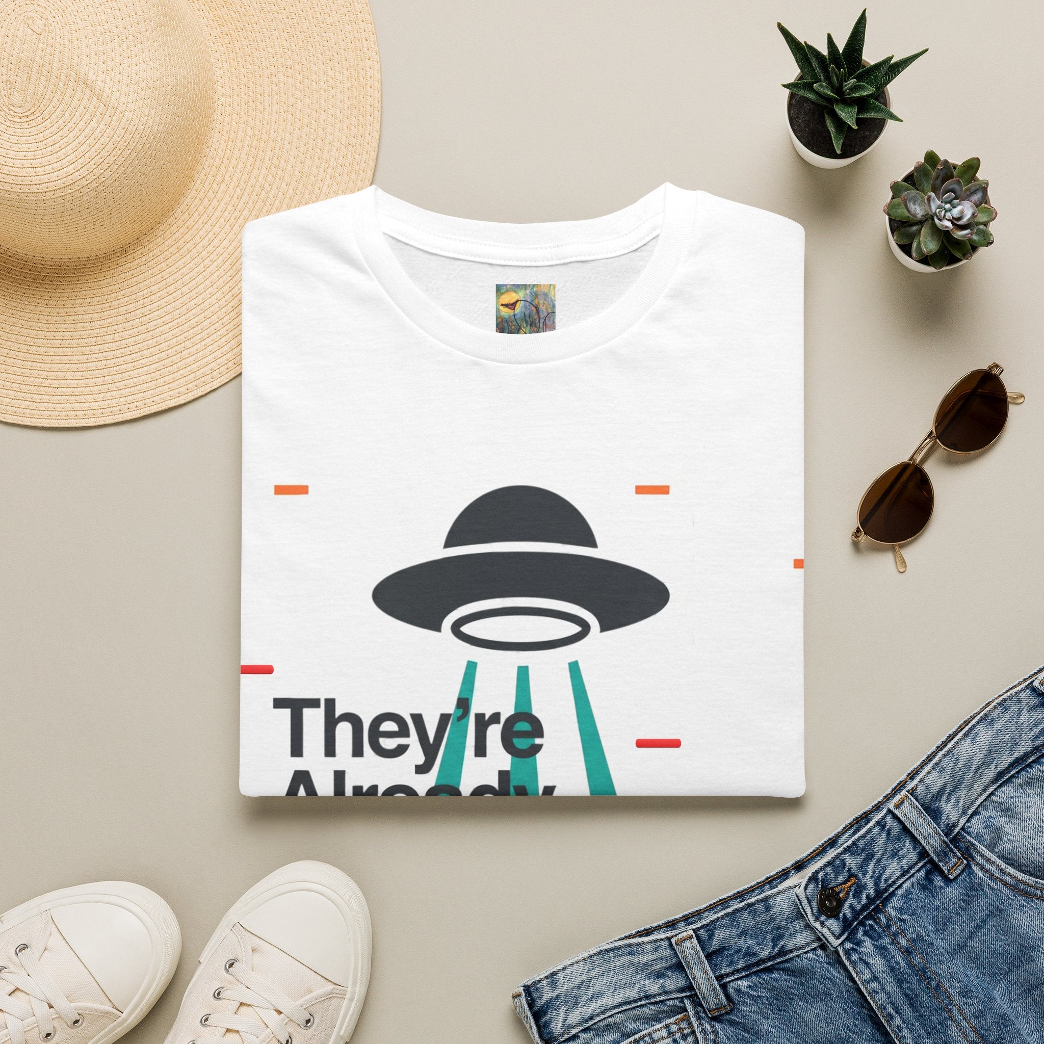 Alien Abduction T-Shirt — "They're Already Here" UFO Graphic Tee