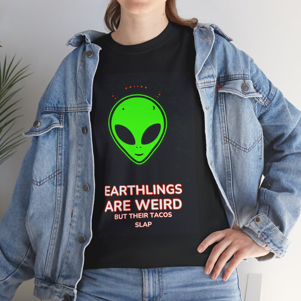 Alien tacos tee fabric detail