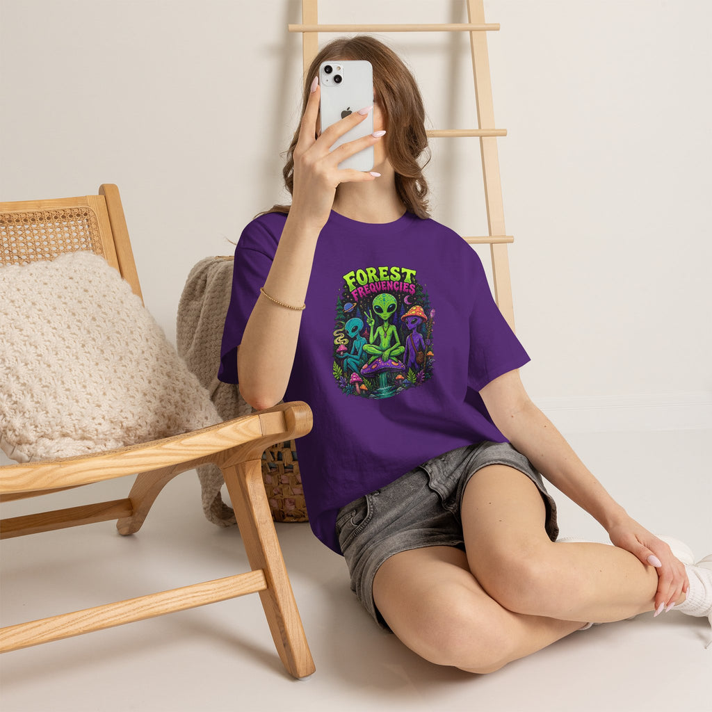 Forest Frequencies Alien T-Shirt — Psychedelic Mushroom Meditation Tee