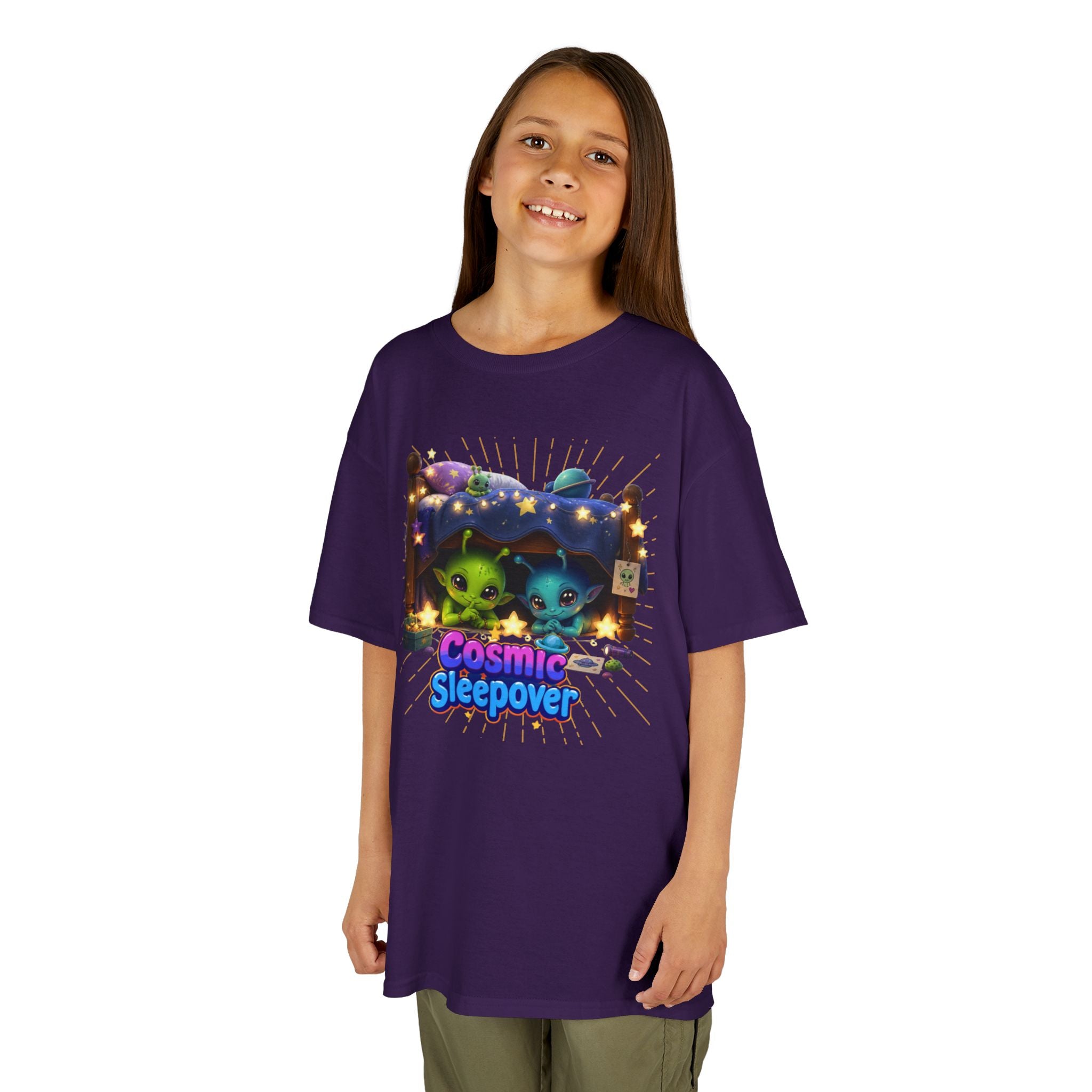 Cosmic Sleepover Kids Tee — Cute Alien Pajama Party T-Shirt