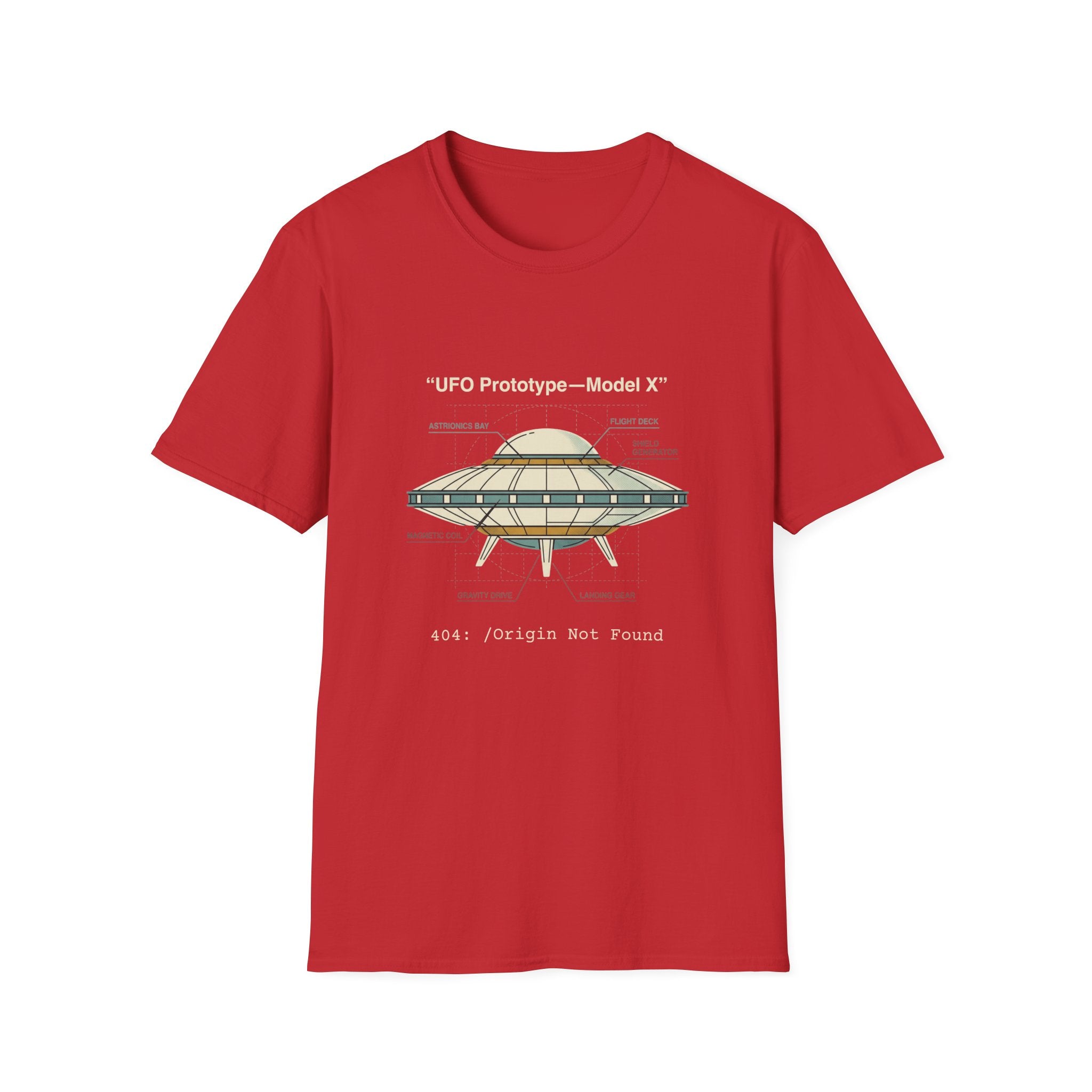 UFO Diagram Technical T-Shirt — Retro Schematic Alien Spaceship Tee