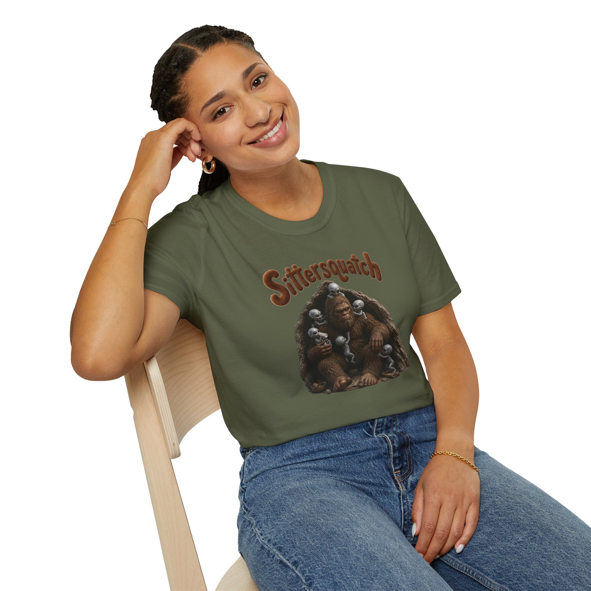 Sittersquatch T-Shirt — Retro Bigfoot Mom & Baby Graphic Tee
