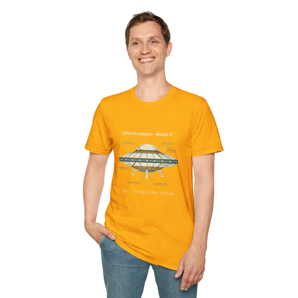 UFO Diagram Technical T-Shirt — Retro Schematic Alien Spaceship Tee