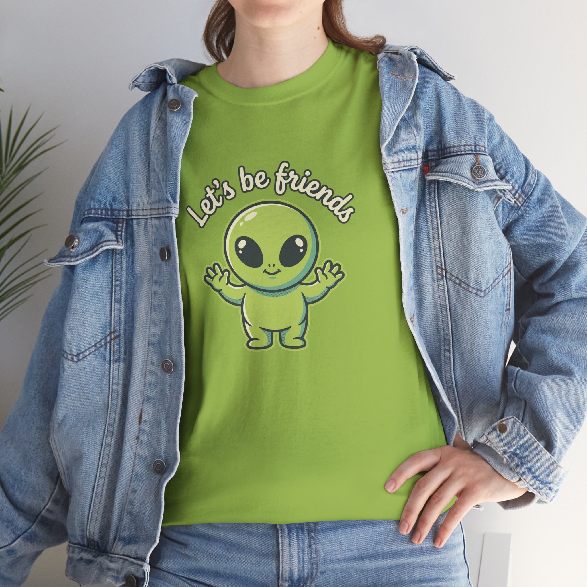 Let's Be Friends Alien T-Shirt — Cute Green Alien Graphic Tee
