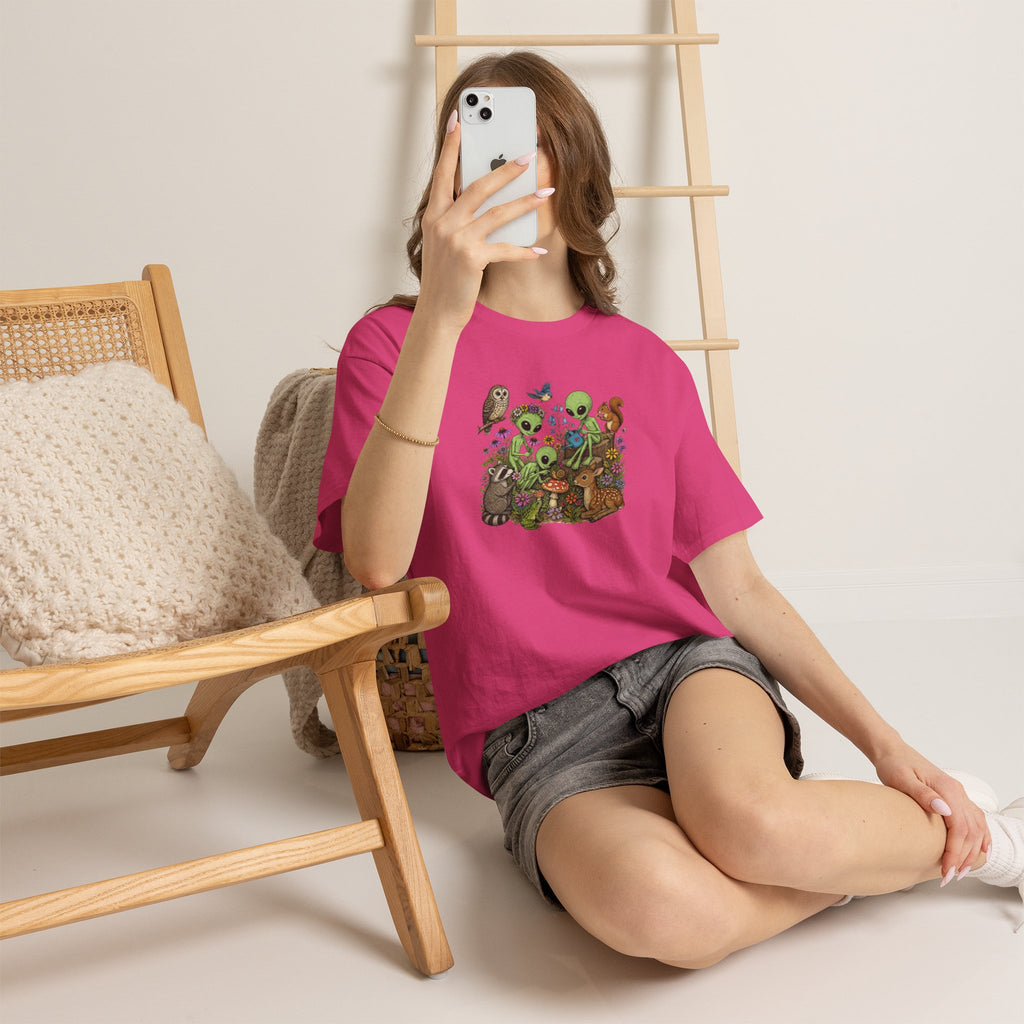 Alien Forest Friends T‑Shirt — Cute Alien & Woodland Animals Graphic Tee