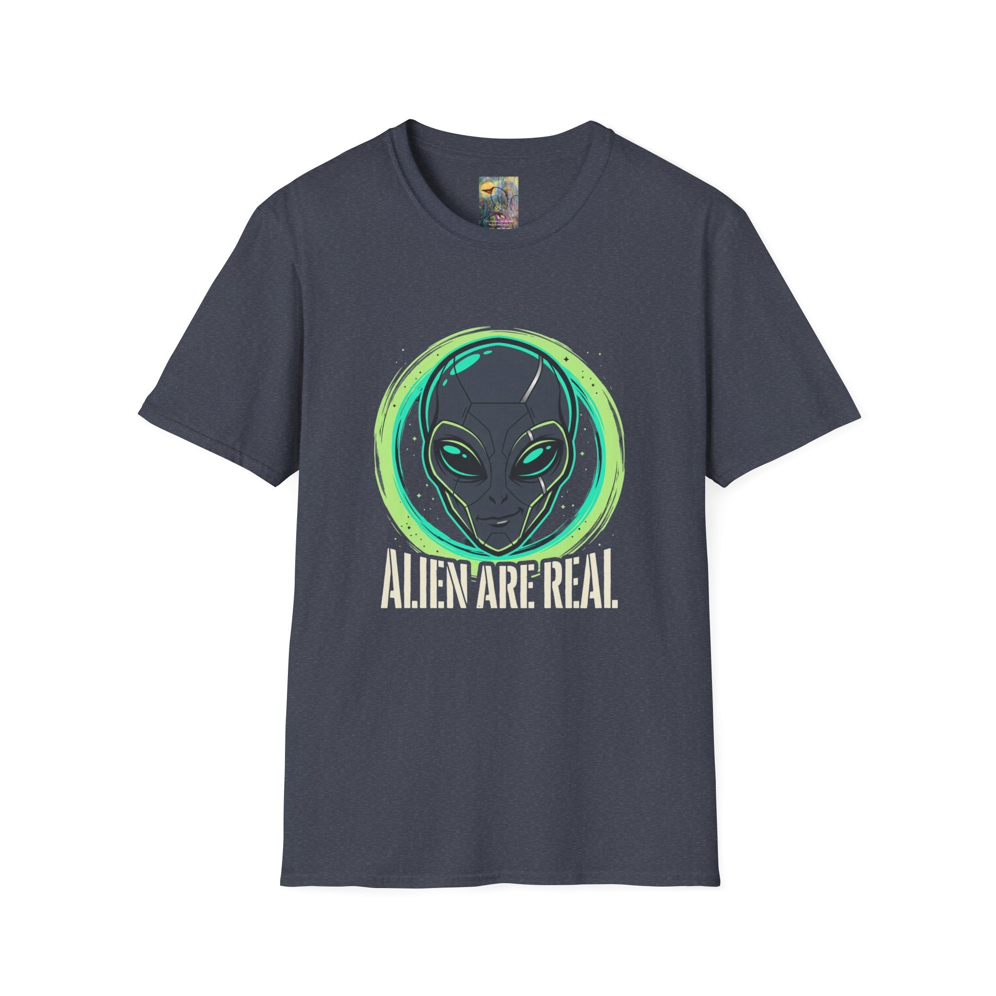 Alien Are Real T-Shirt — Neon Green Alien Face Graphic Tee