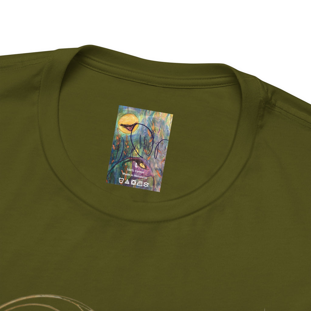 Alien Art Noveau Embrace T-Shirt — Mystical Green Alien Graphic Tee for Sci‑Fi Fans