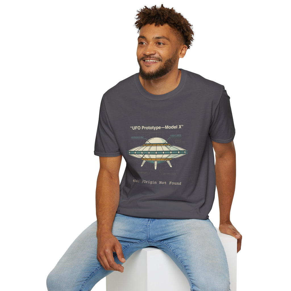UFO Diagram Technical T-Shirt — Retro Schematic Alien Spaceship Tee