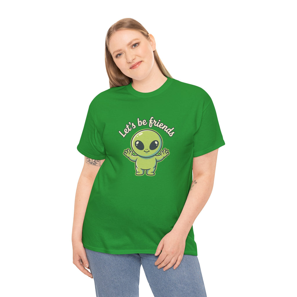 Let's Be Friends Alien T-Shirt — Cute Green Alien Graphic Tee