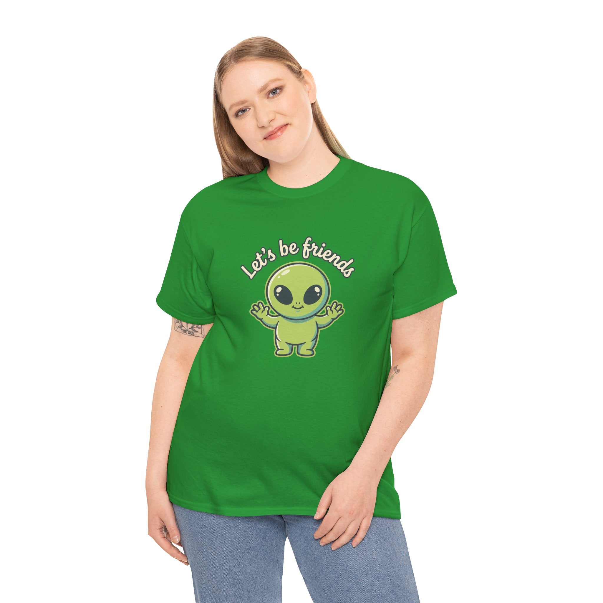Let's Be Friends Alien T-Shirt — Cute Green Alien Graphic Tee