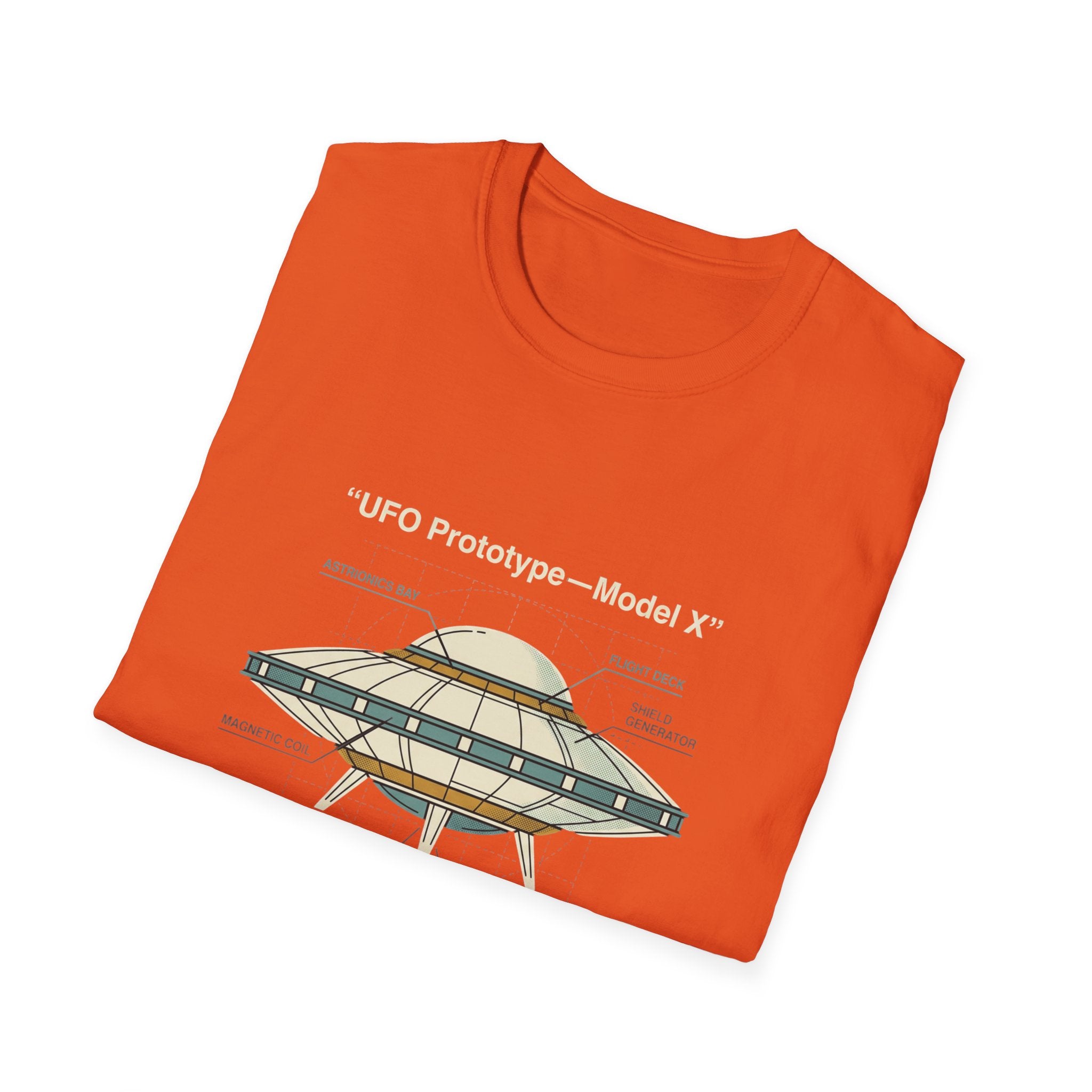 UFO Diagram Technical T-Shirt — Retro Schematic Alien Spaceship Tee