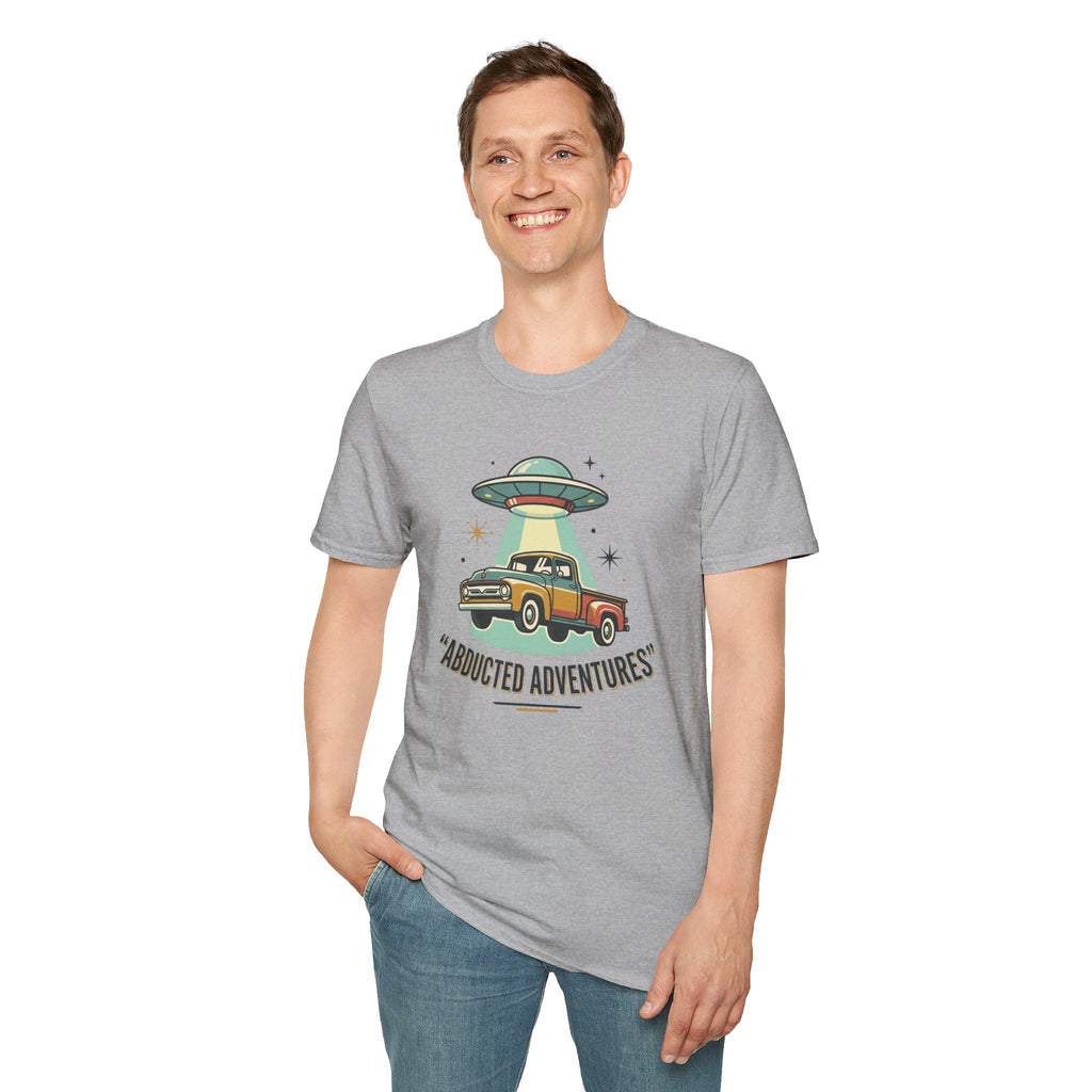 Abducted Adventures T-Shirt — Retro UFO Truck Graphic Tee