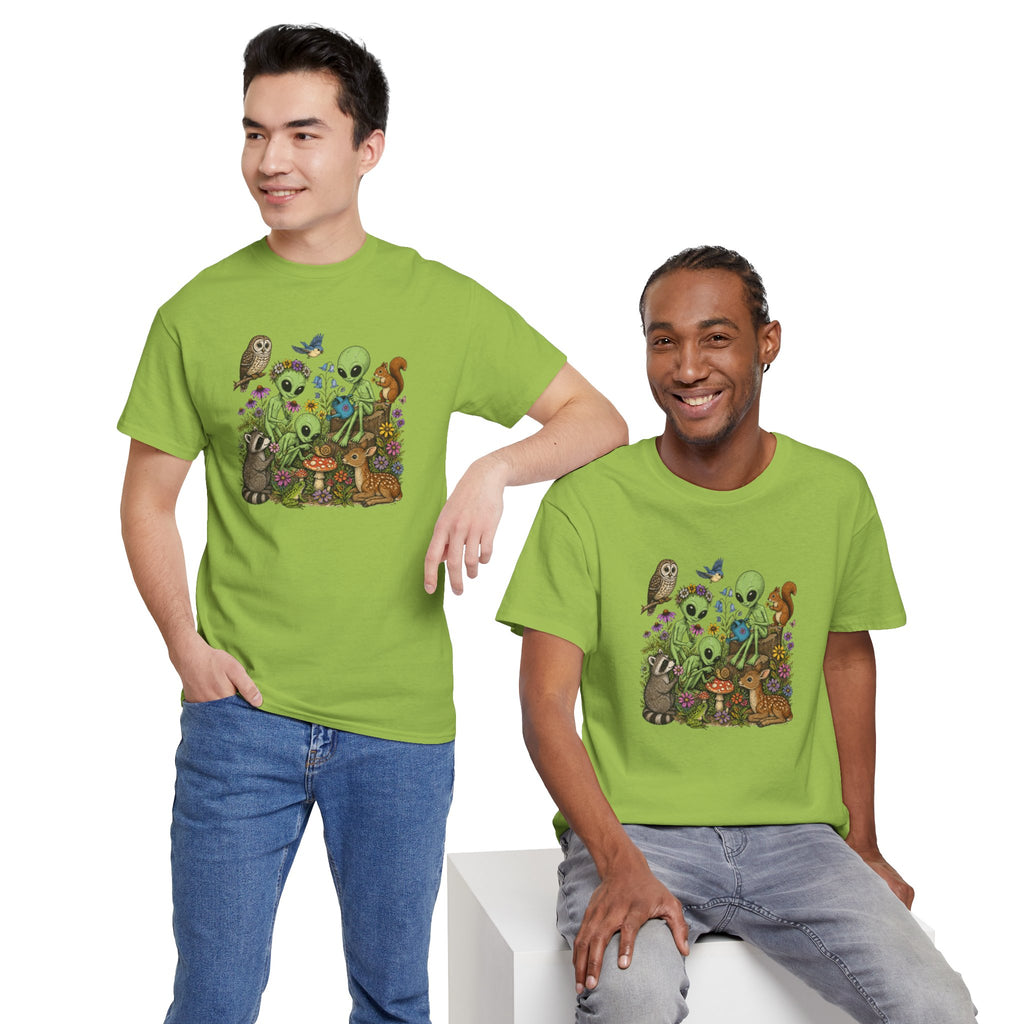Alien Forest Friends T‑Shirt — Cute Alien & Woodland Animals Graphic Tee