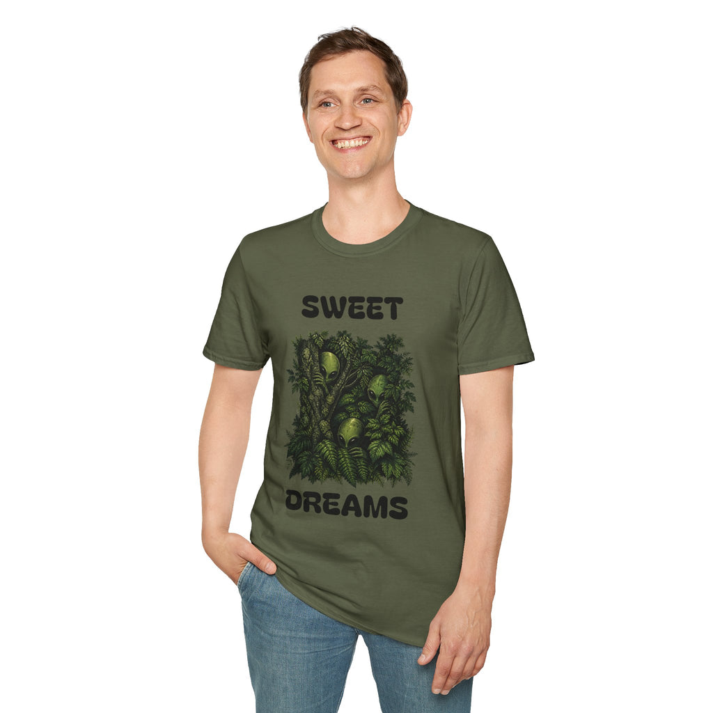 Sweet Dreams T-Shirt — Olive Alien Forest Graphic Tee
