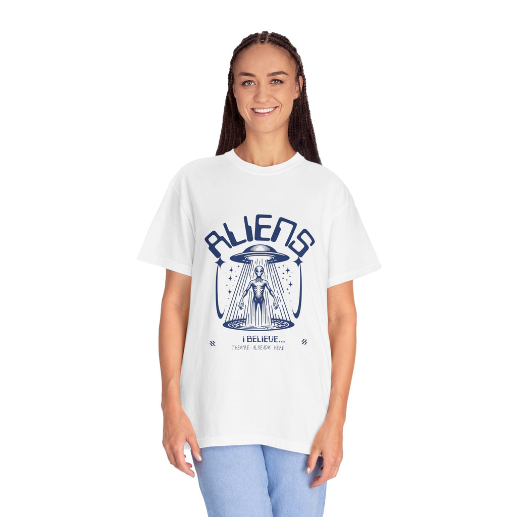 Aliens I Believe They are Already Here Graphic T-Shirt — UFO Abduction Retro Tee