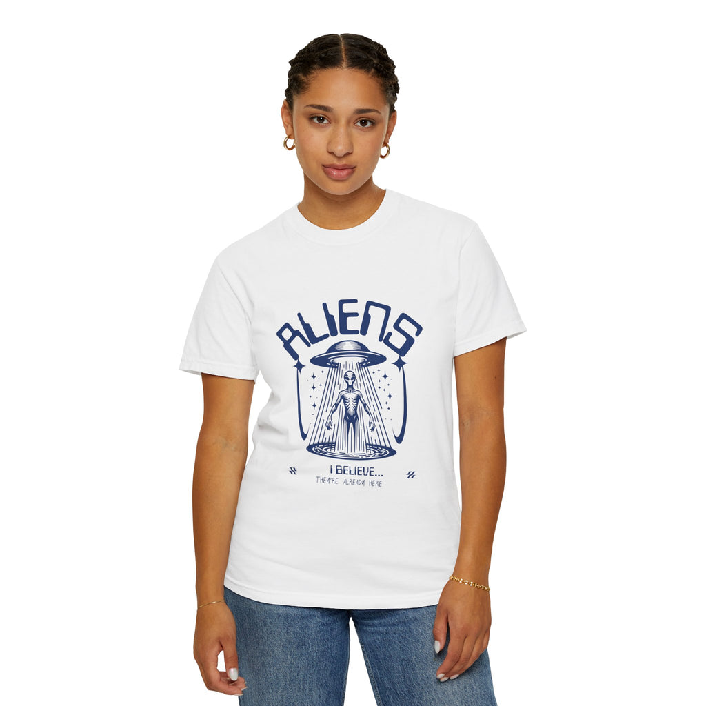 Aliens I Believe They are Already Here Graphic T-Shirt — UFO Abduction Retro Tee