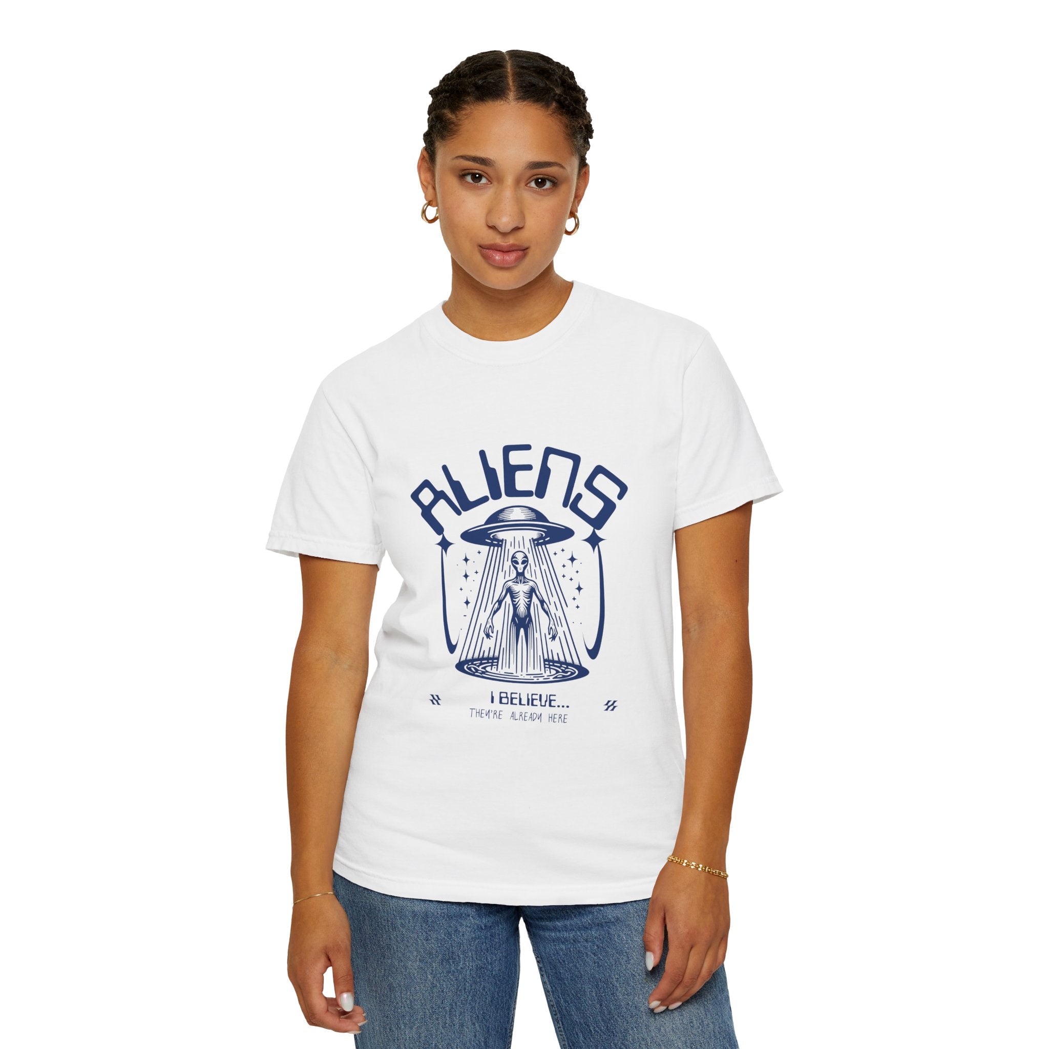 Aliens I Believe They are Already Here Graphic T-Shirt — UFO Abduction Retro Tee