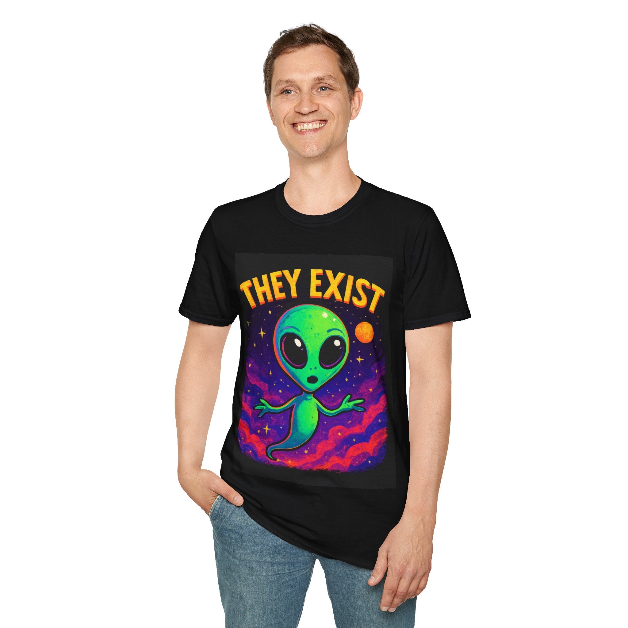 They Exist Alien T-Shirt — Cute Retro Space Graphic Tee