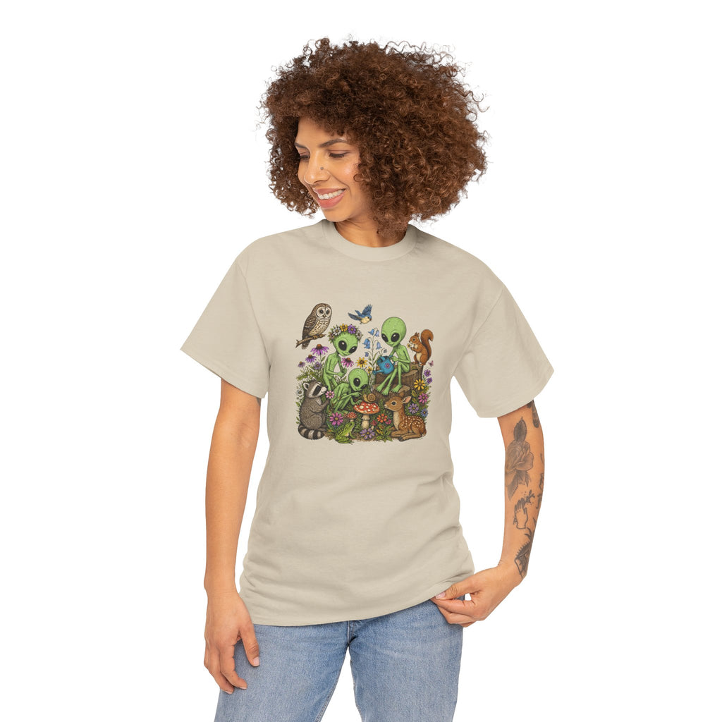 Alien Forest Friends T‑Shirt — Cute Alien & Woodland Animals Graphic Tee
