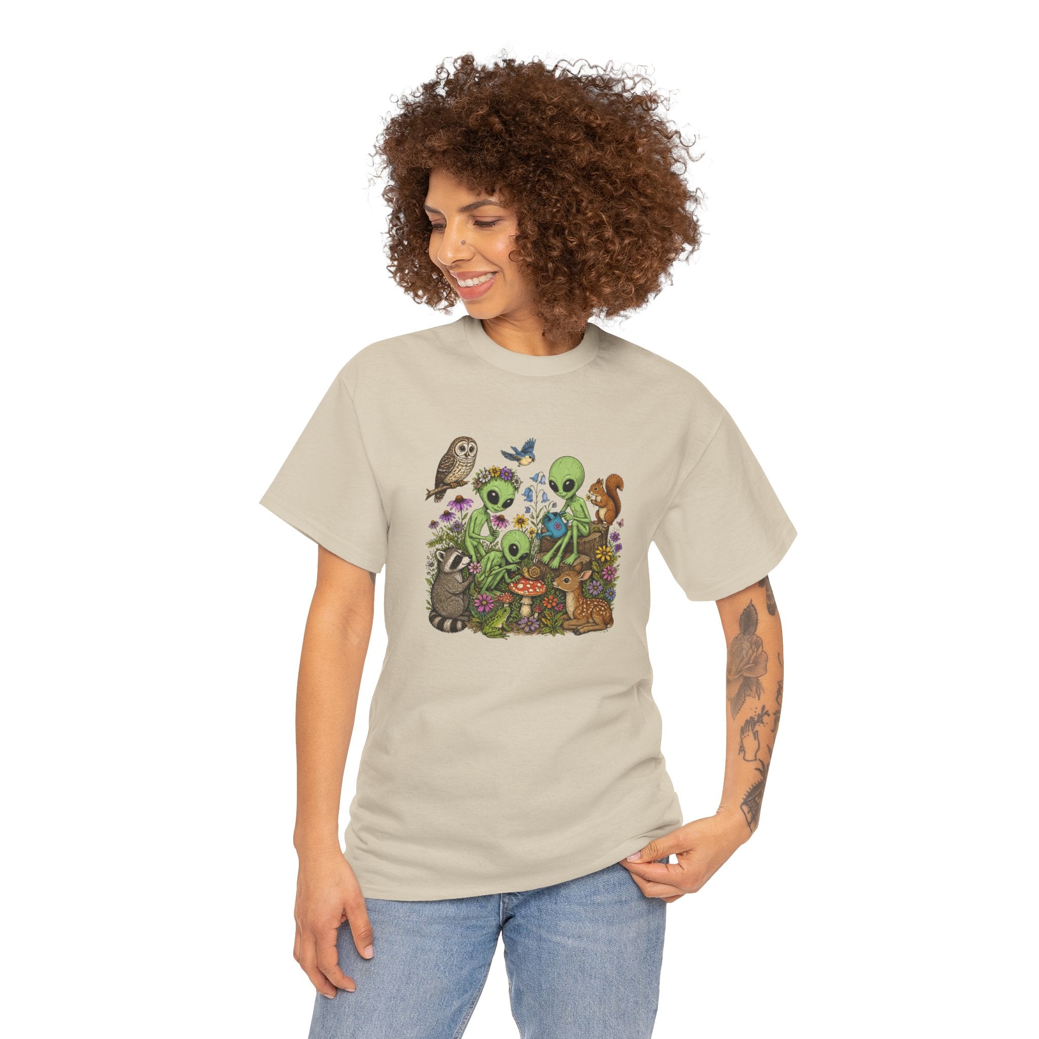 Alien Forest Friends T‑Shirt — Cute Alien & Woodland Animals Graphic Tee