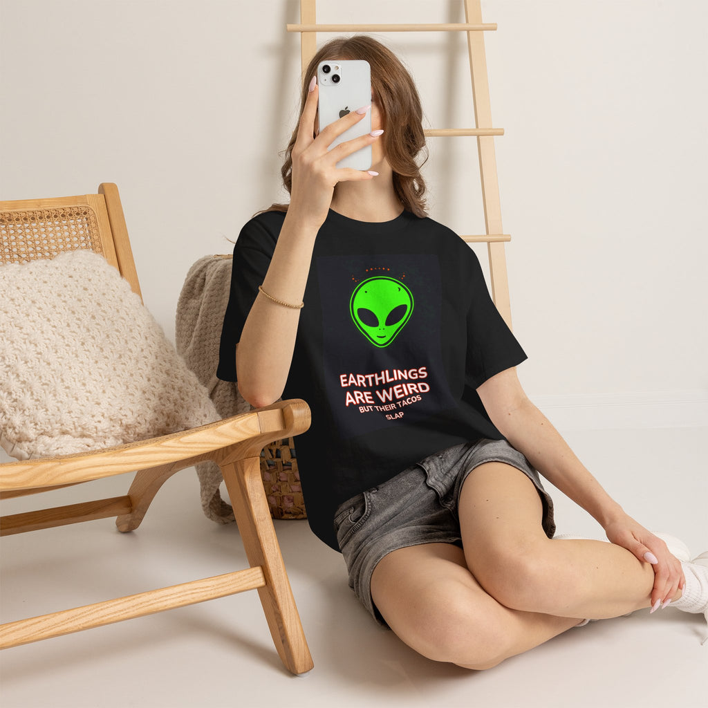 Alien tacos tee folded product shot