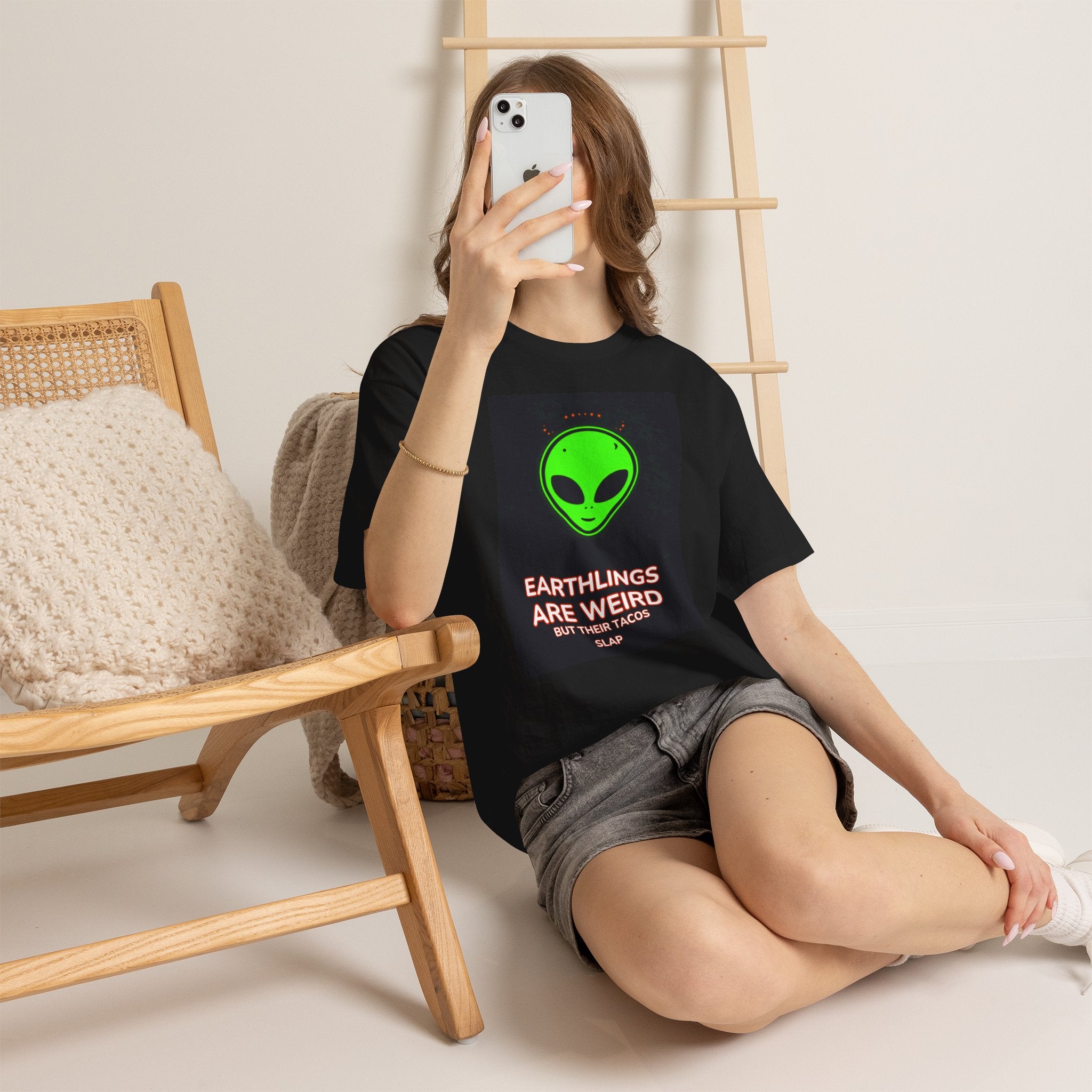 Alien tacos tee folded product shot