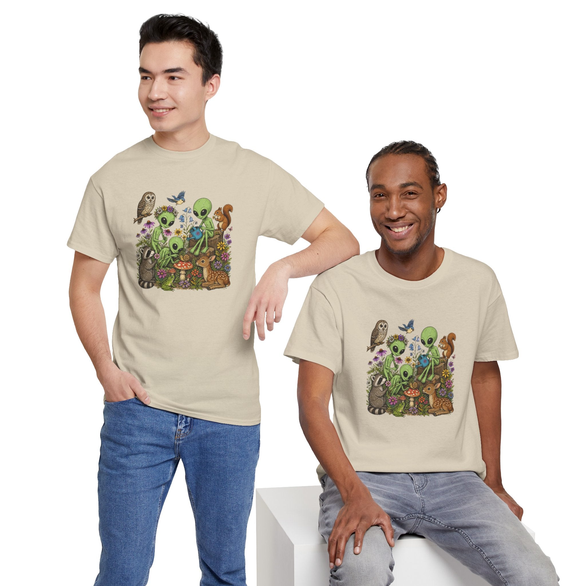 Alien Forest Friends T‑Shirt — Cute Alien & Woodland Animals Graphic Tee