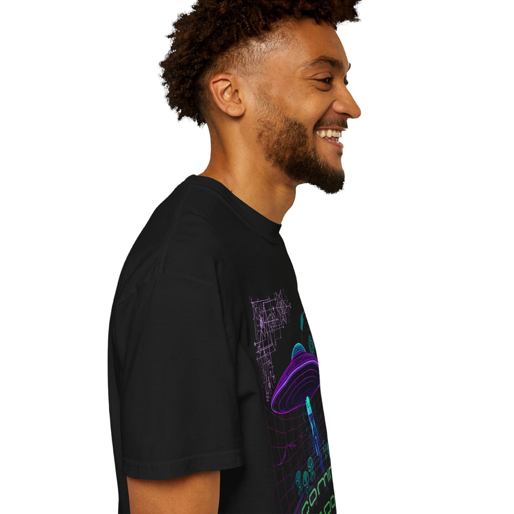 Coming Soon Alien UFO T-Shirt — Retro Neon Alien Abduction Tee