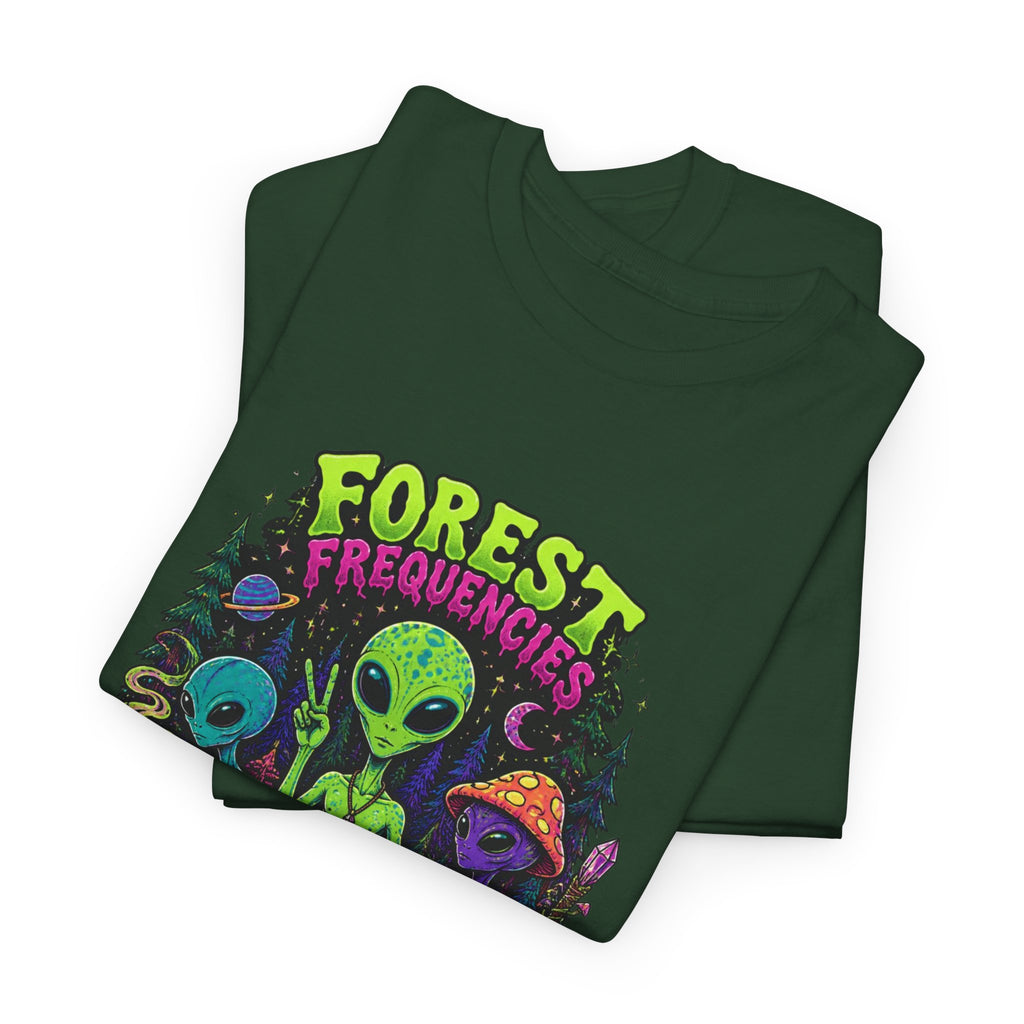 Forest Frequencies Alien T-Shirt — Psychedelic Mushroom Meditation Tee