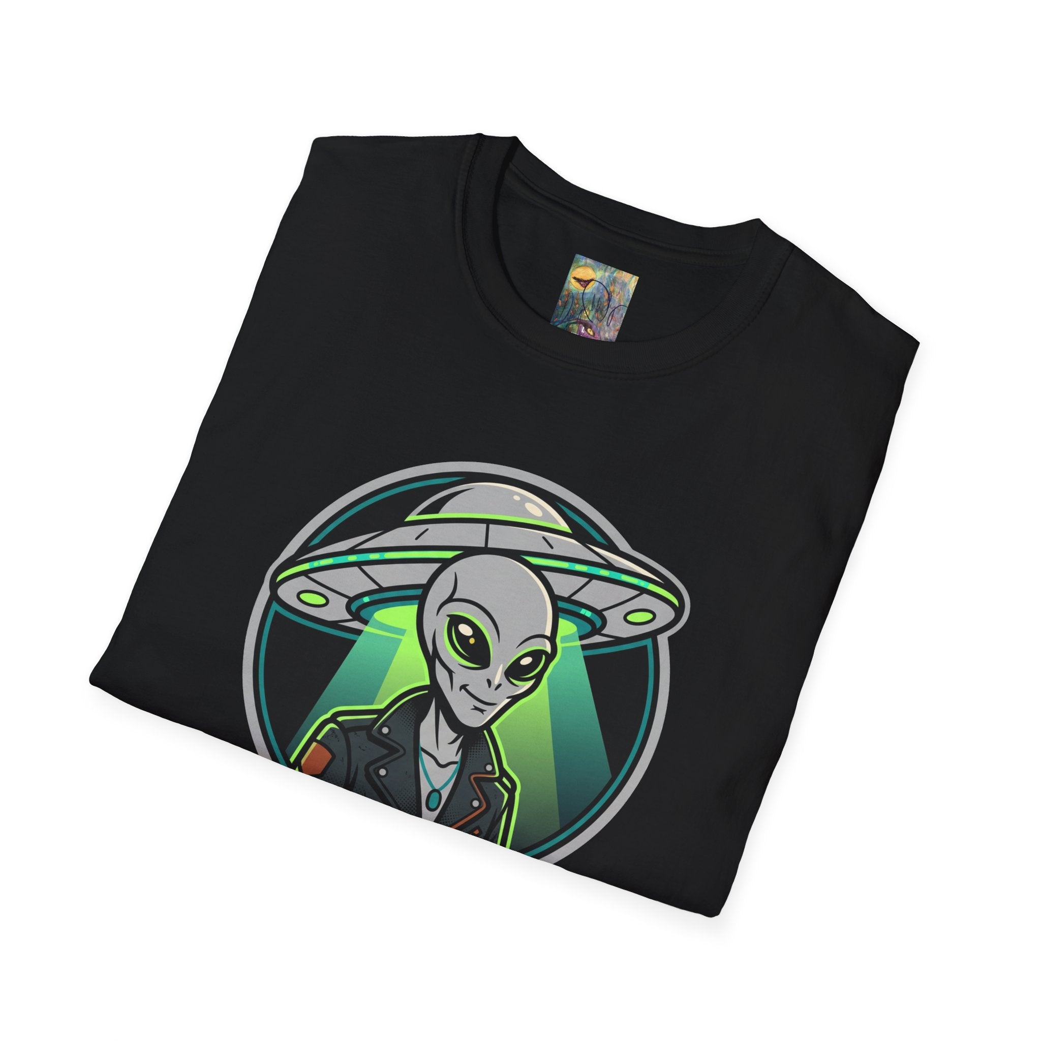Alien UFO Graphic T-Shirt "You are blocking my trajectory" — Retro Green Extraterrestrial Design