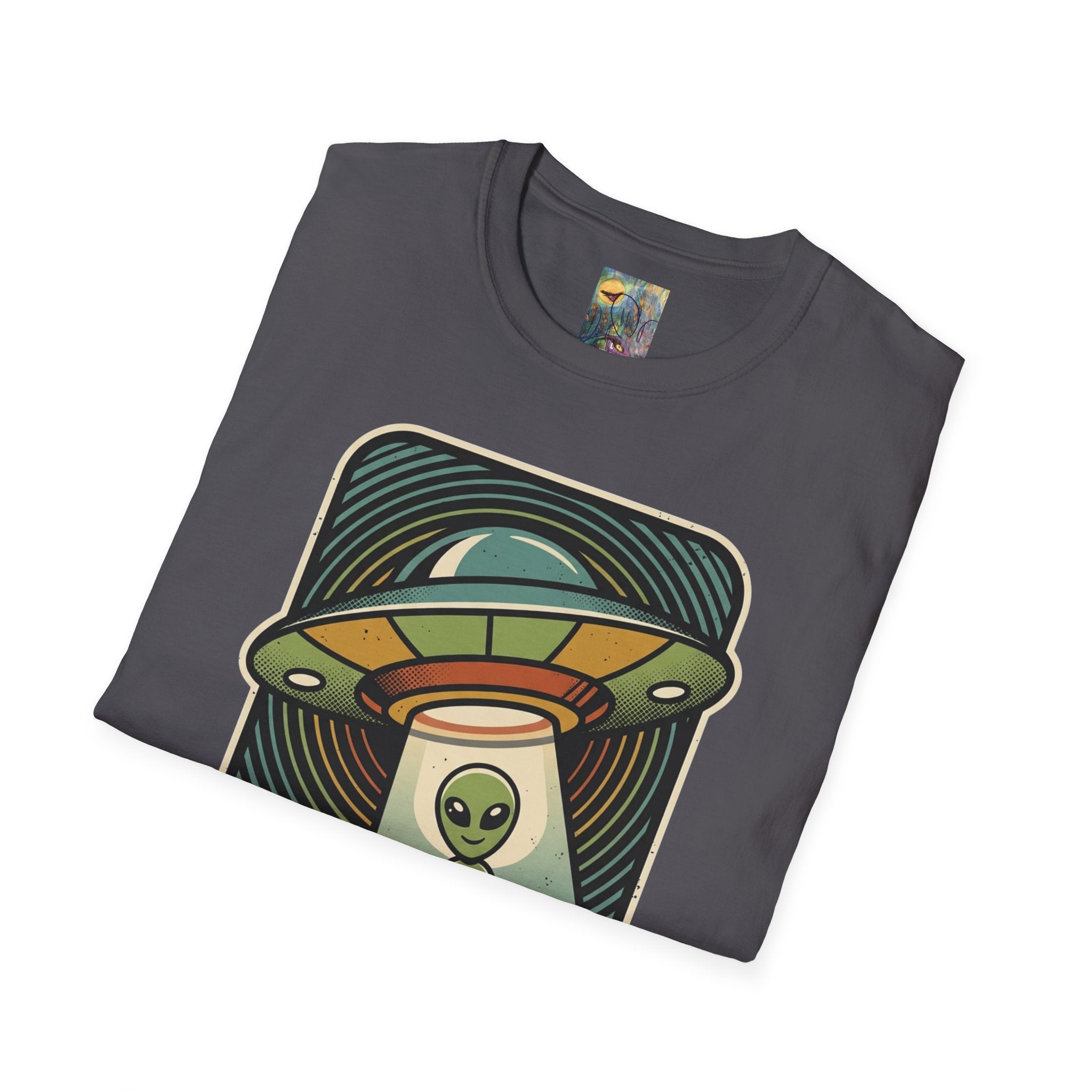 Alien Abduction T-Shirt — 'Help Me' Retro UFO Graphic Tee