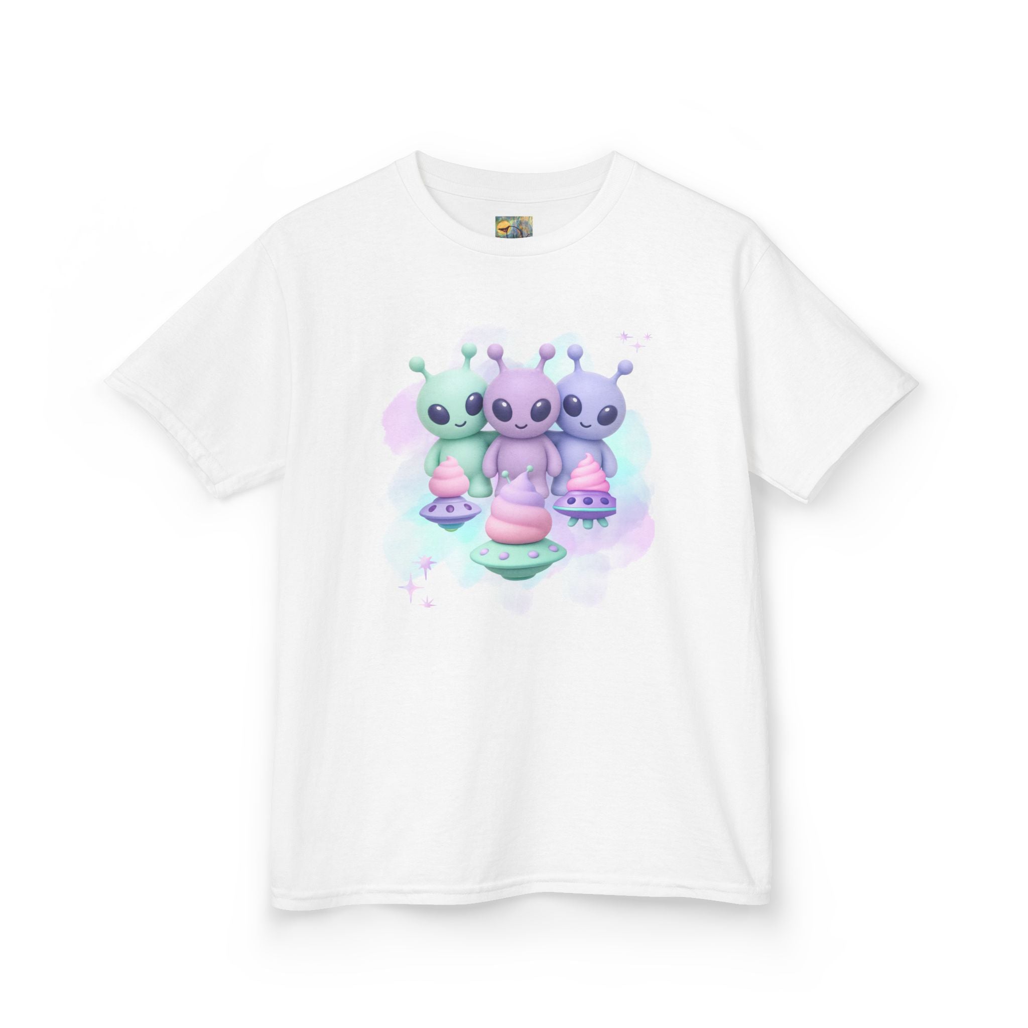 Cotton Candy UFO's Kids Alien Friends T‑Shirt — Cute Pastel UFO & Little Aliens Tee