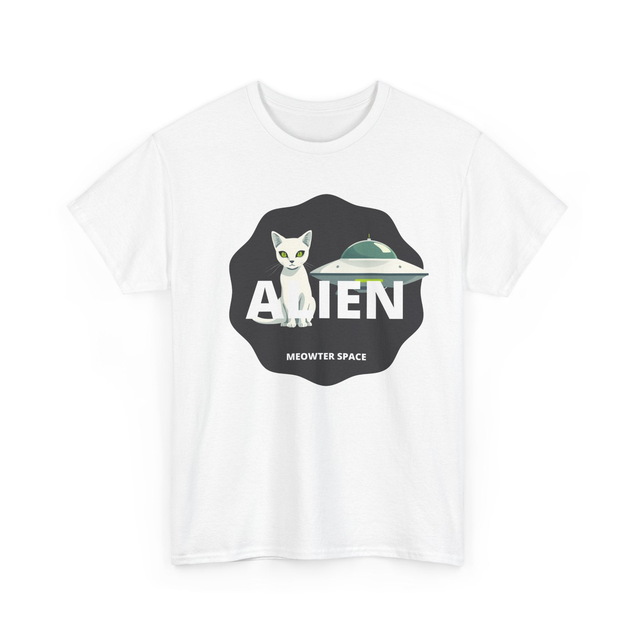 Alien Cat T-Shirt – "Meowter Space" UFO Graphic Tee