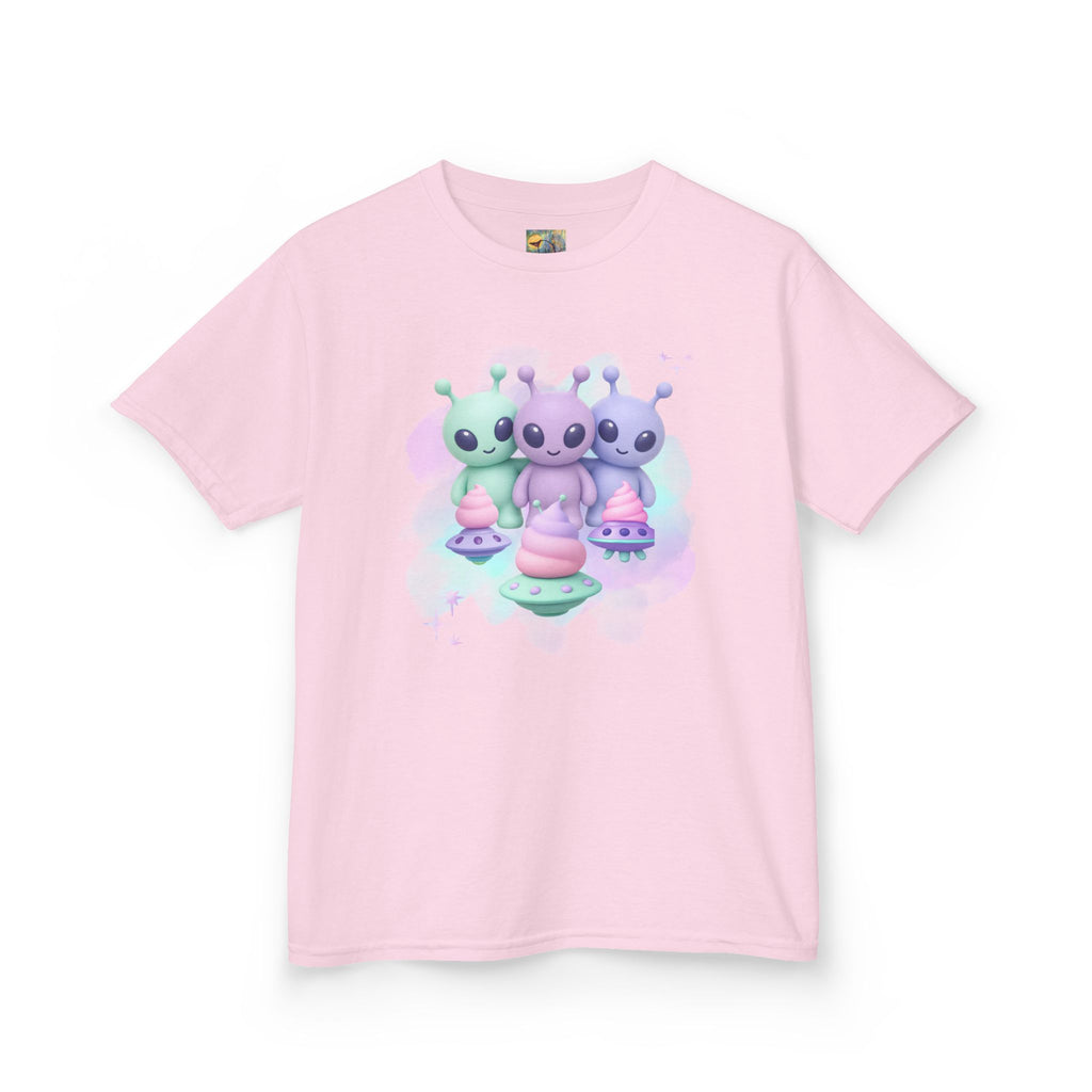 Cotton Candy UFO's Kids Alien Friends T‑Shirt — Cute Pastel UFO & Little Aliens Tee