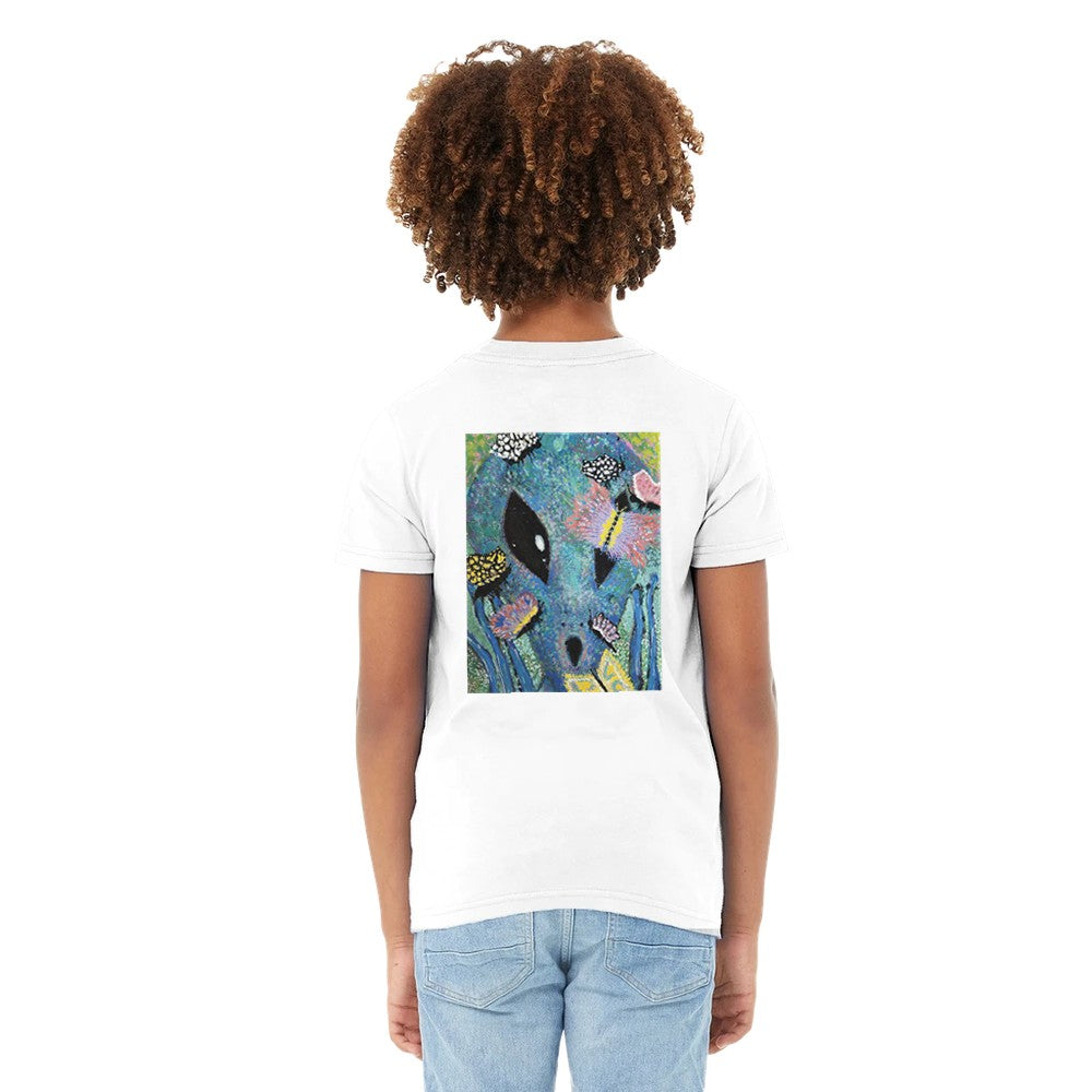 Alien scientist kids t-shirt close-up of graphic print