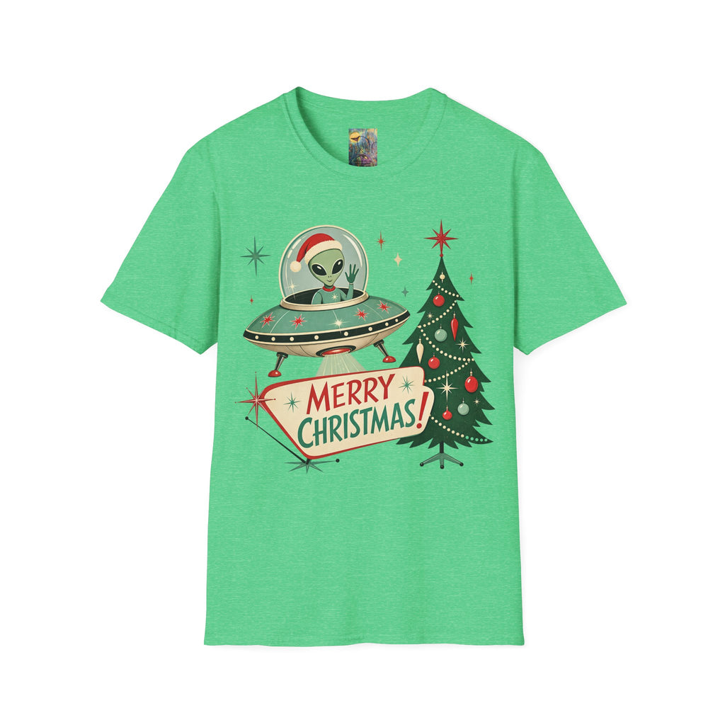 Alien in UFO Christmas T-Shirt — Merry Christmas Holiday Tee