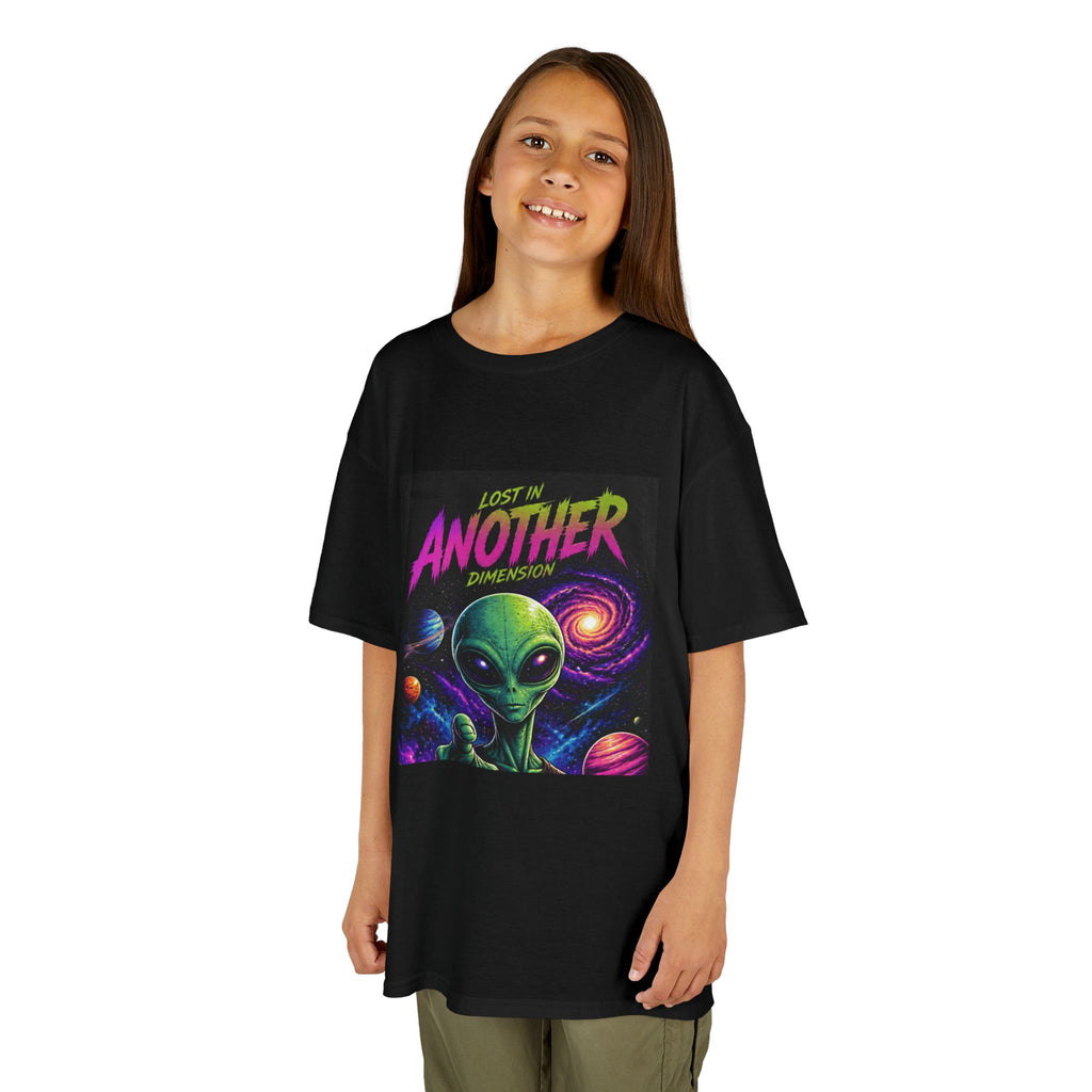 Lost in another Dimension Kids Tee – Colorful Peace Sign Alien Graphic (Cute Space UFO Shirt)