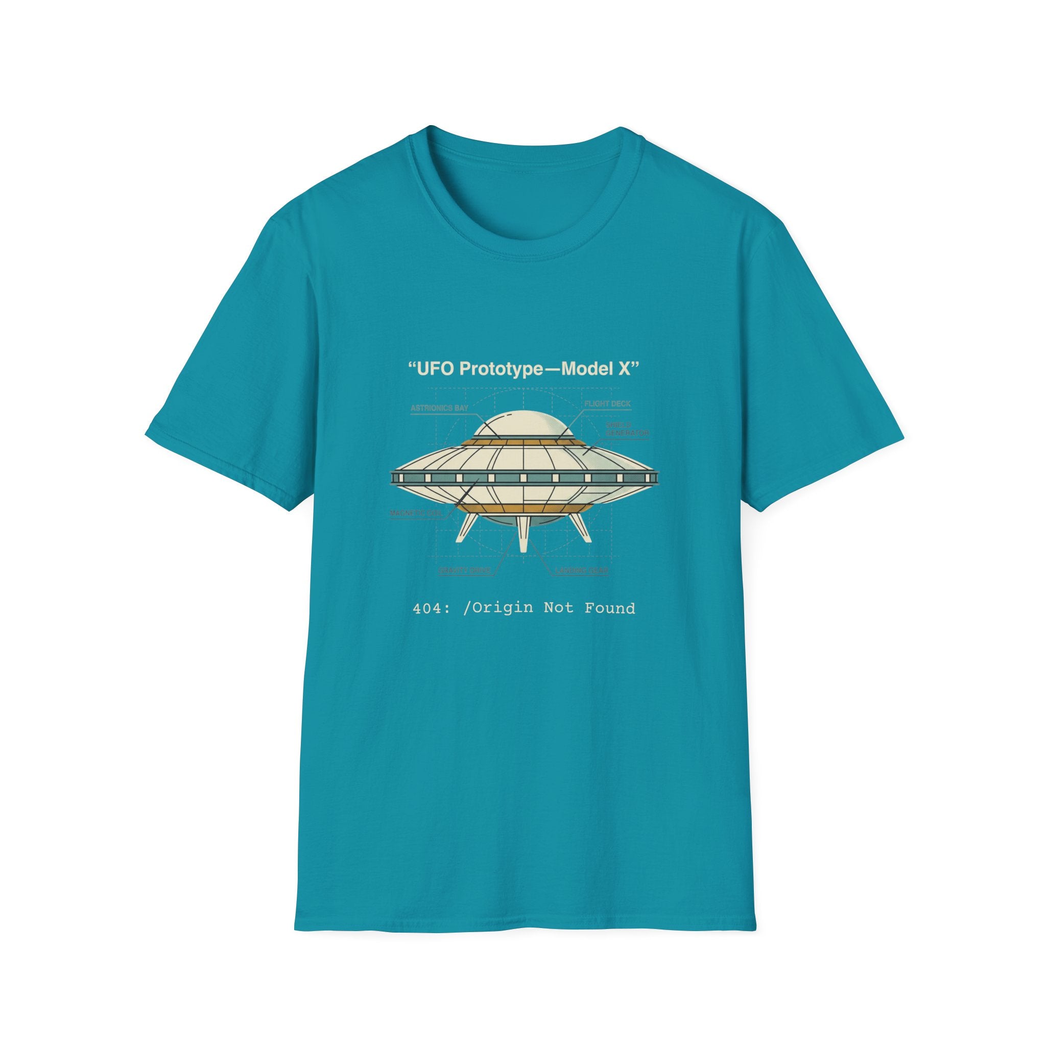 UFO Diagram Technical T-Shirt — Retro Schematic Alien Spaceship Tee
