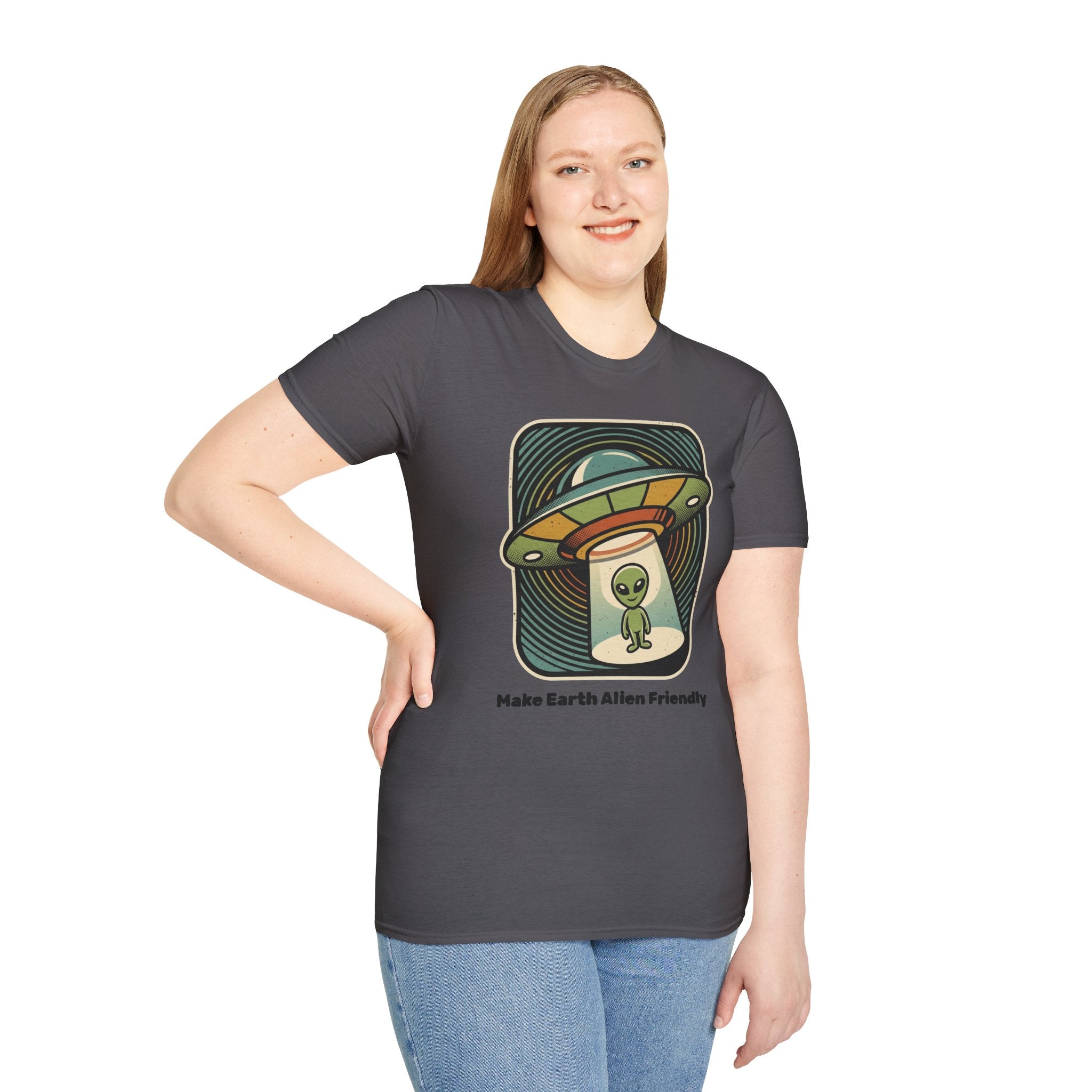 Alien Abduction T-Shirt — 'Help Me' Retro UFO Graphic Tee