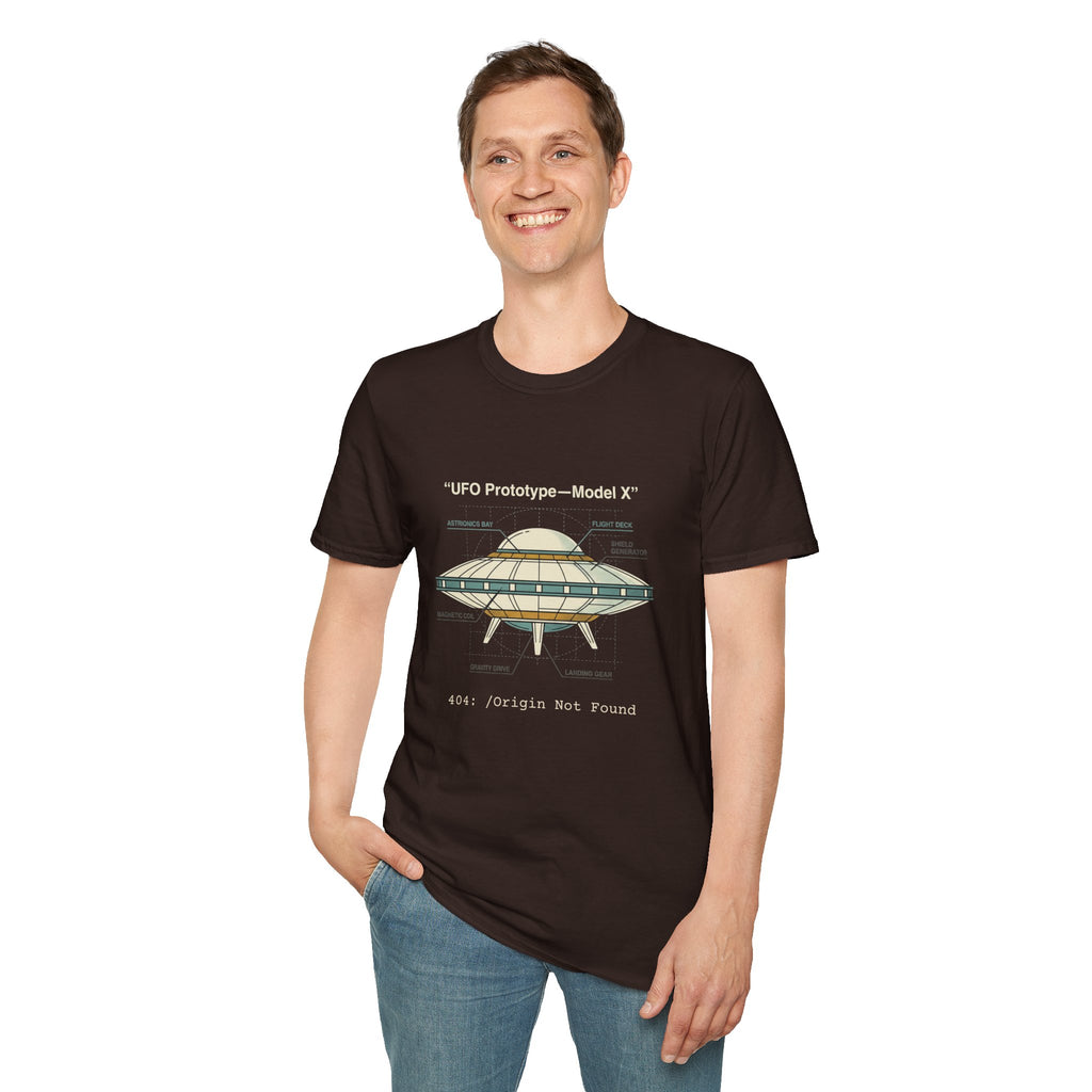 UFO Diagram Technical T-Shirt — Retro Schematic Alien Spaceship Tee