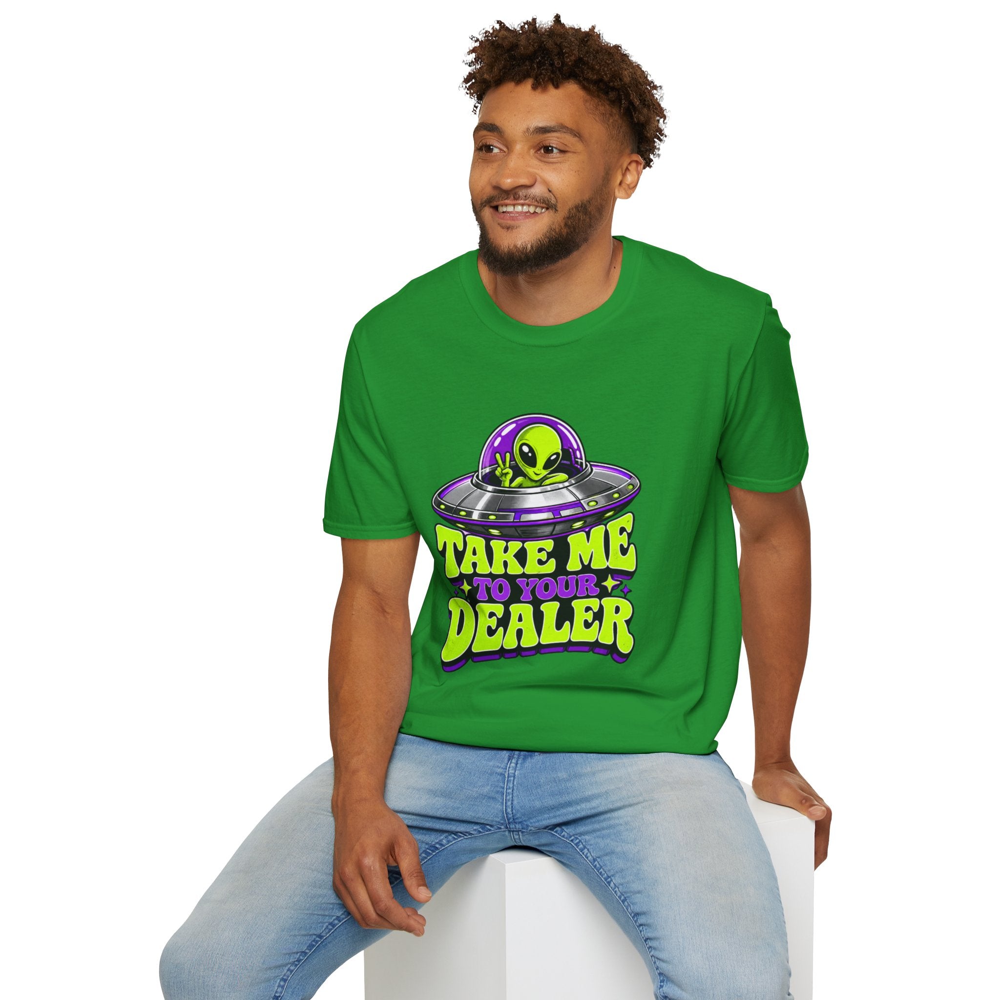Alien UFO T‑Shirt — "Take Me to Your Dealer" Graphic Tee