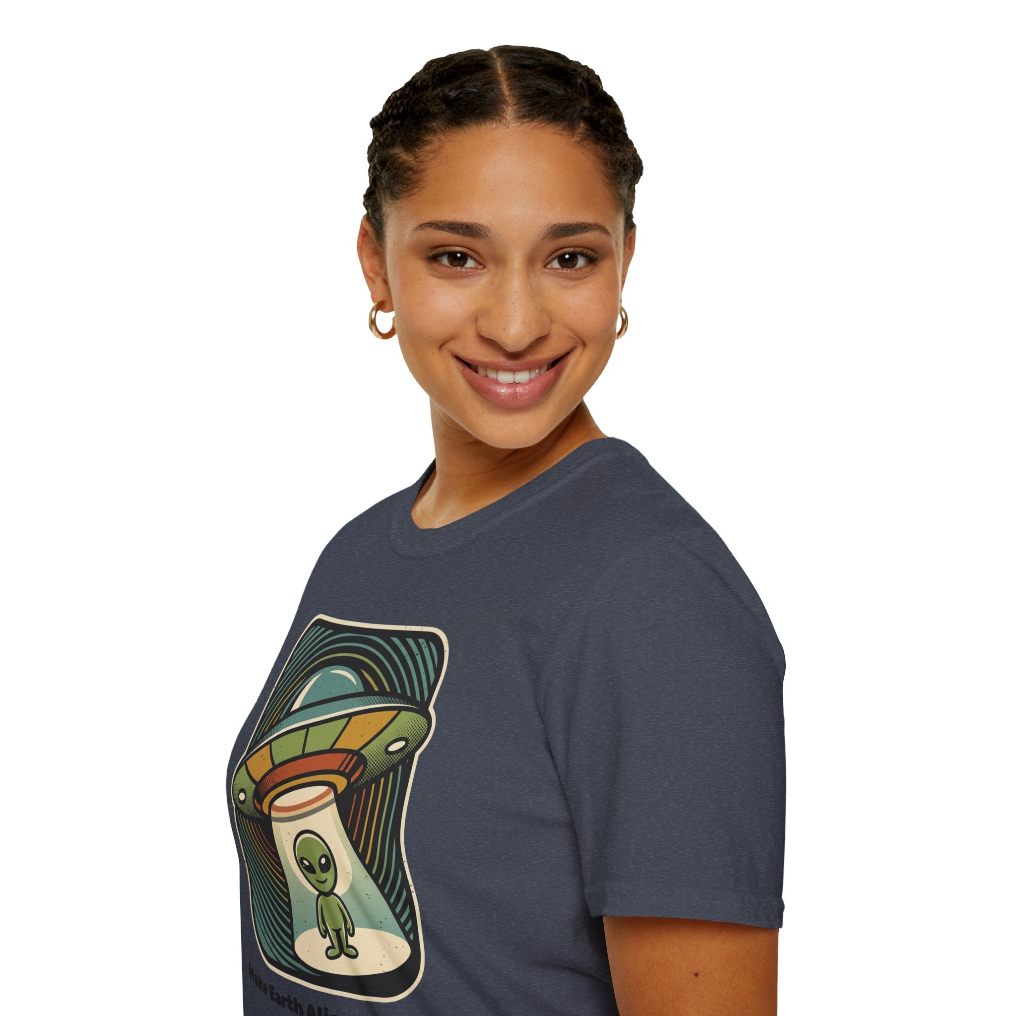 Alien Abduction T-Shirt — 'Help Me' Retro UFO Graphic Tee