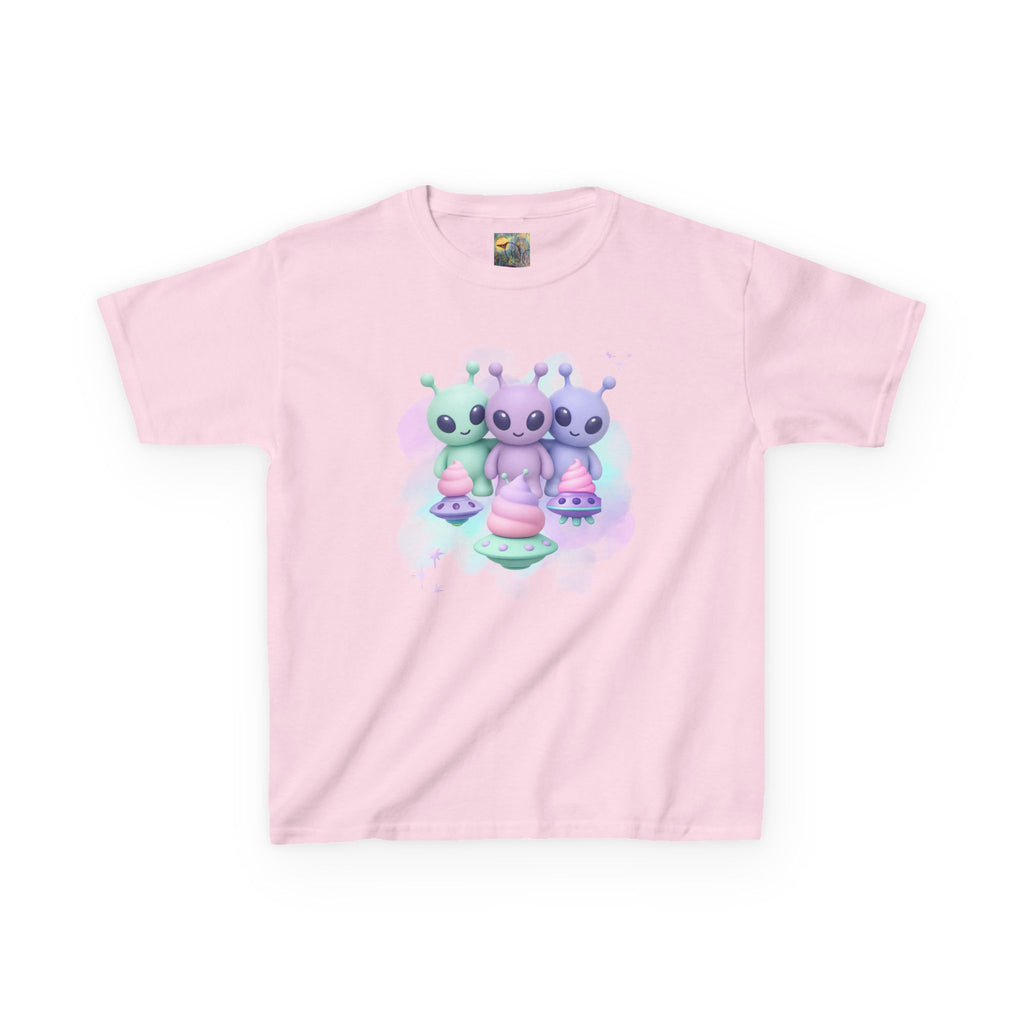 Cotton Candy UFO's Kids Alien Friends T‑Shirt — Cute Pastel UFO & Little Aliens Tee
