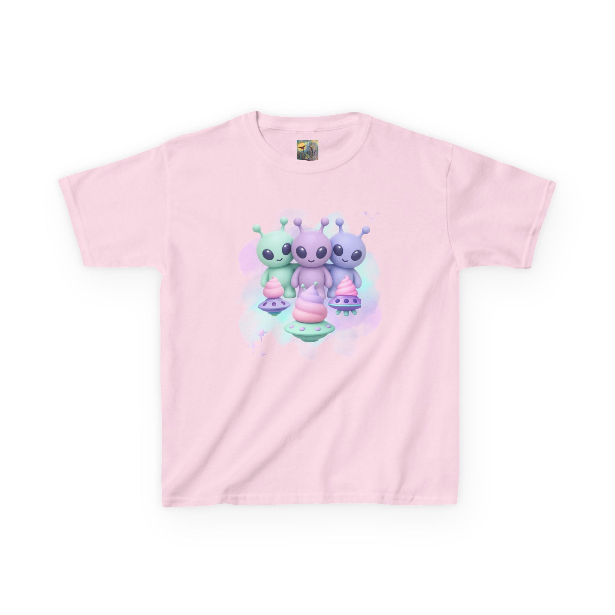 Cotton Candy UFO's Kids Alien Friends T‑Shirt — Cute Pastel UFO & Little Aliens Tee